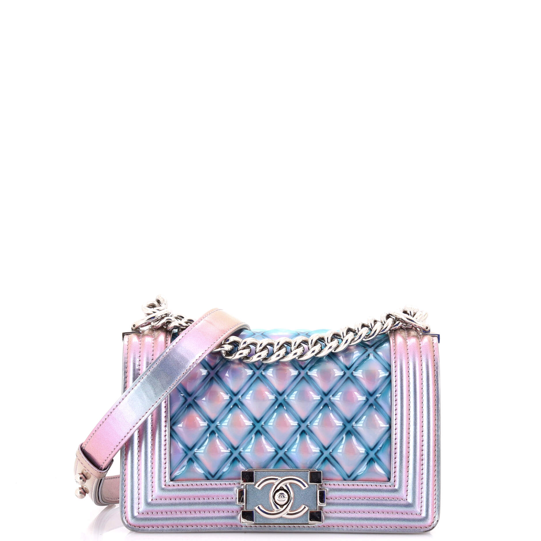 Boy Flap Bag Quilted Holographic PVC Small