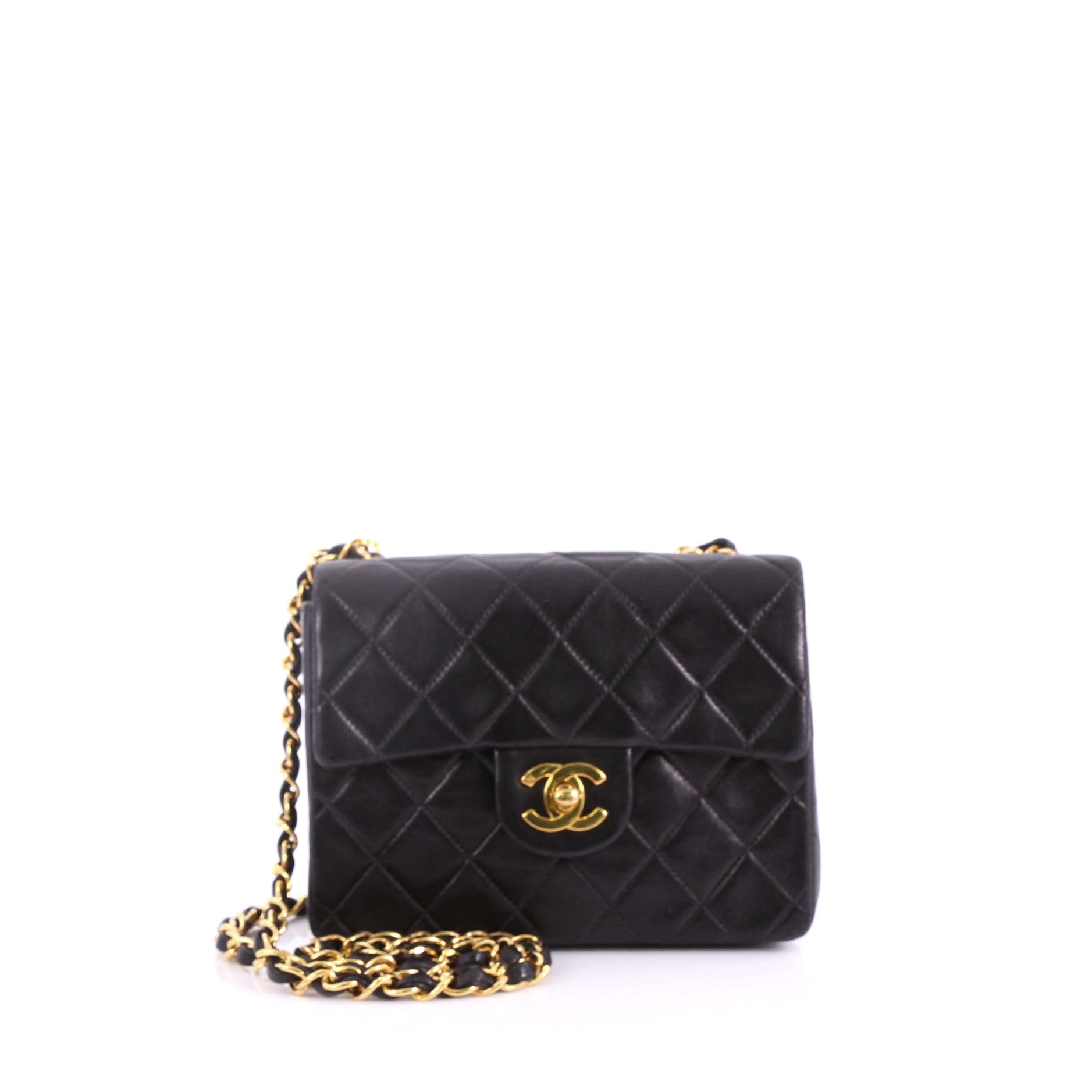 Vintage Square Classic Single Flap Bag Quilted Lambskin Mini