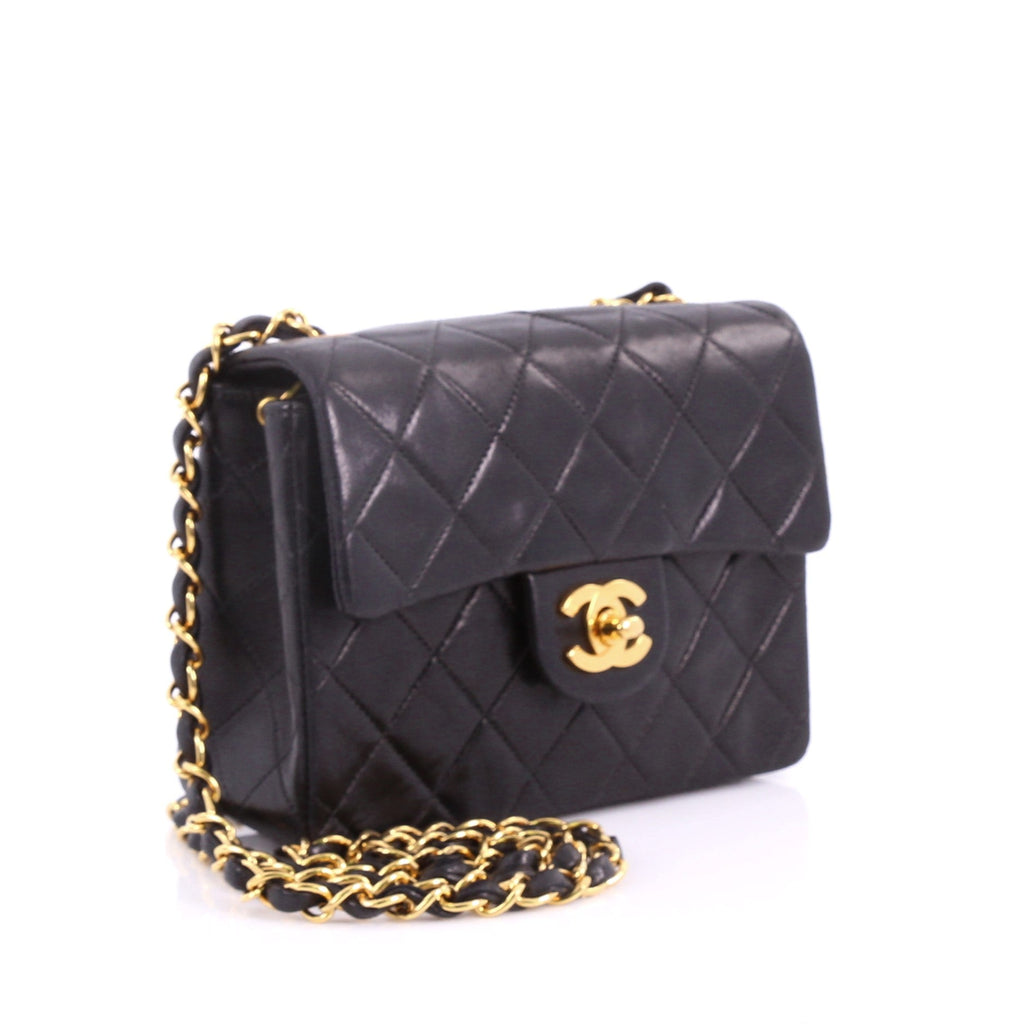 Vintage Square Classic Single Flap Bag Quilted Lambskin Mini