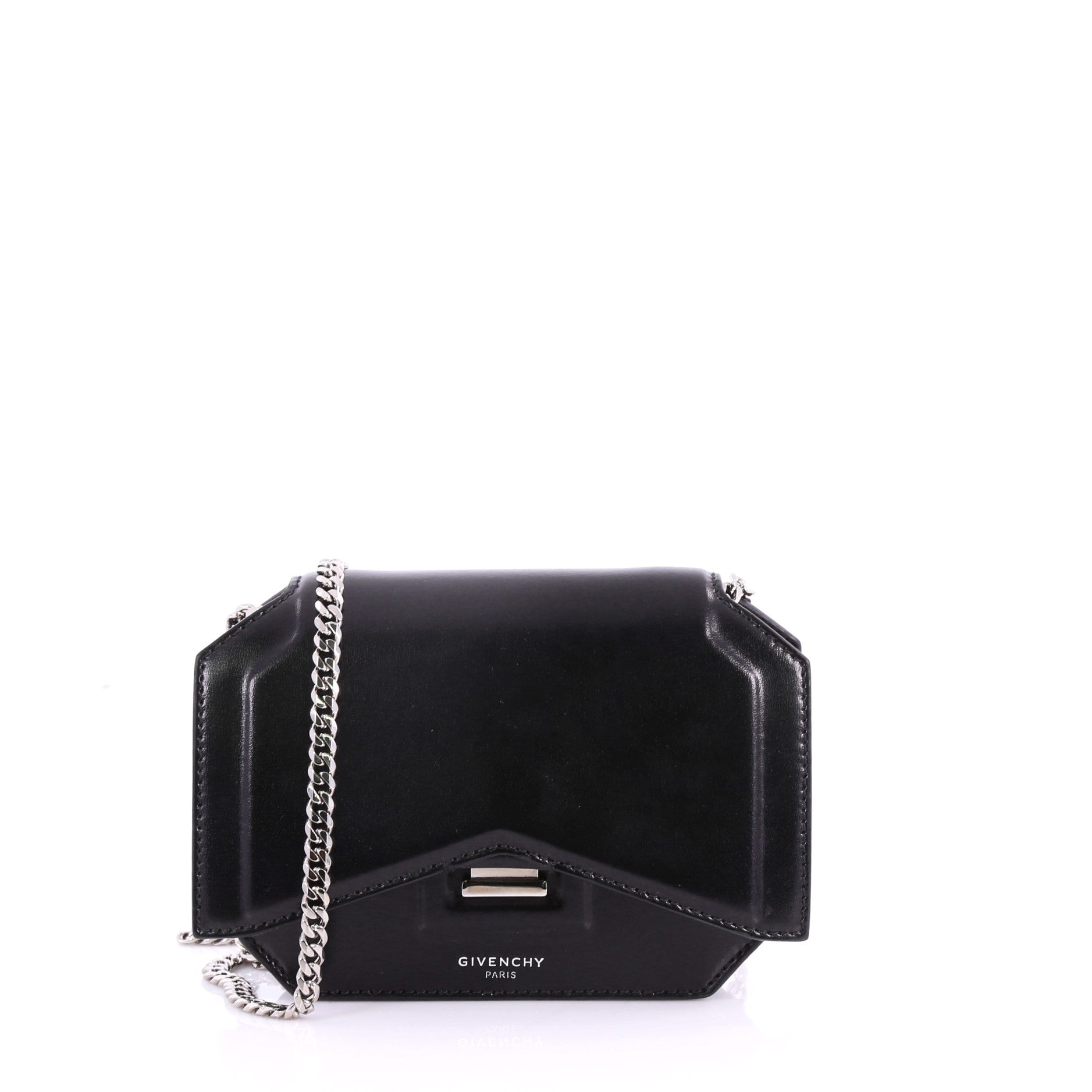 Bow Cut Chain Crossbody Bag Leather Mini