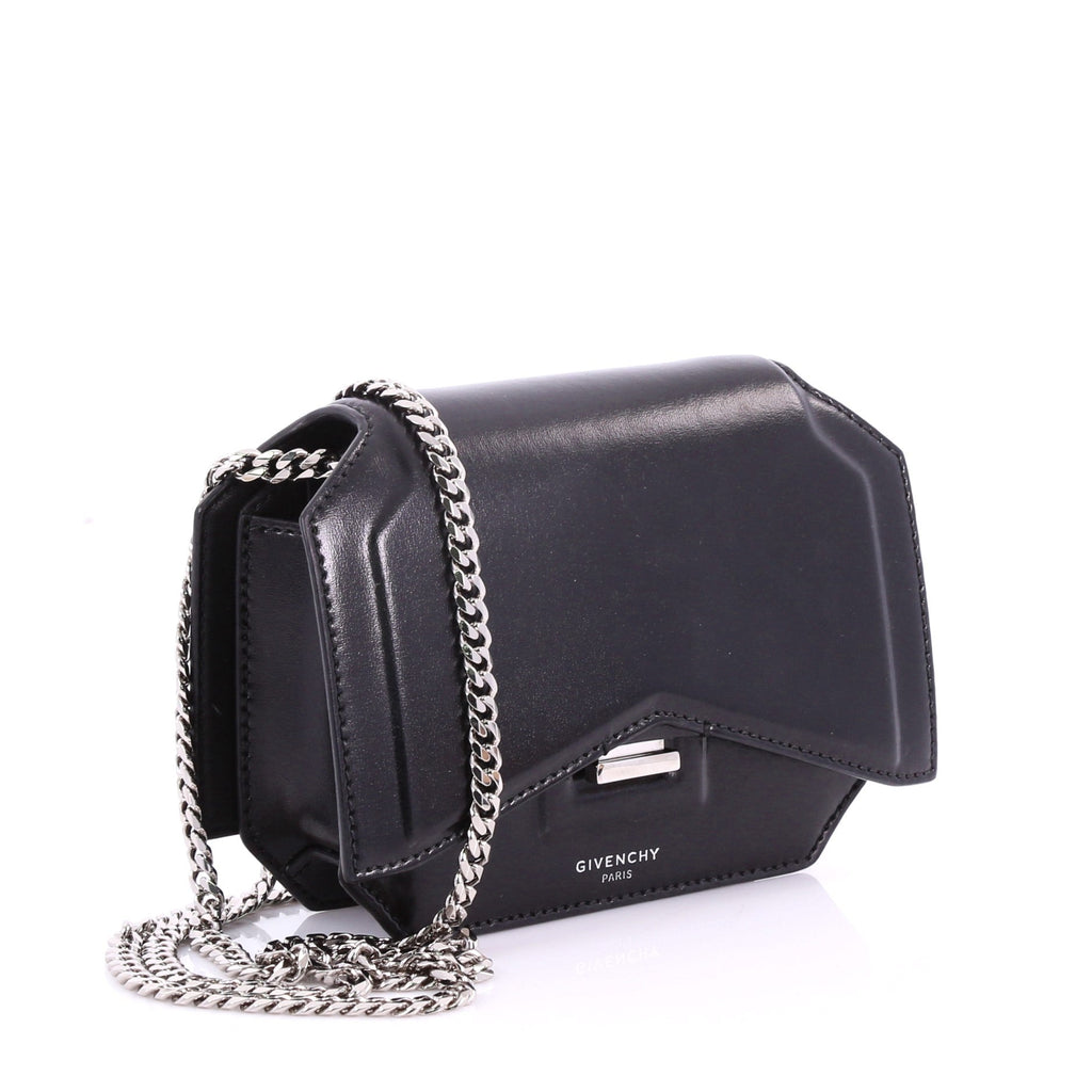Bow Cut Chain Crossbody Bag Leather Mini