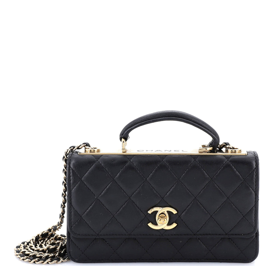 Trendy CC Top Handle Wallet on Chain Quilted Lambskin
