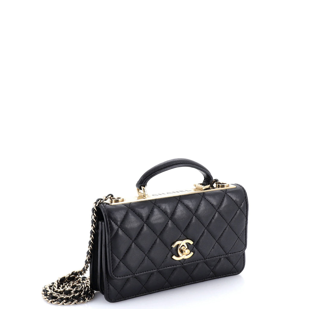 Trendy CC Top Handle Wallet on Chain Quilted Lambskin