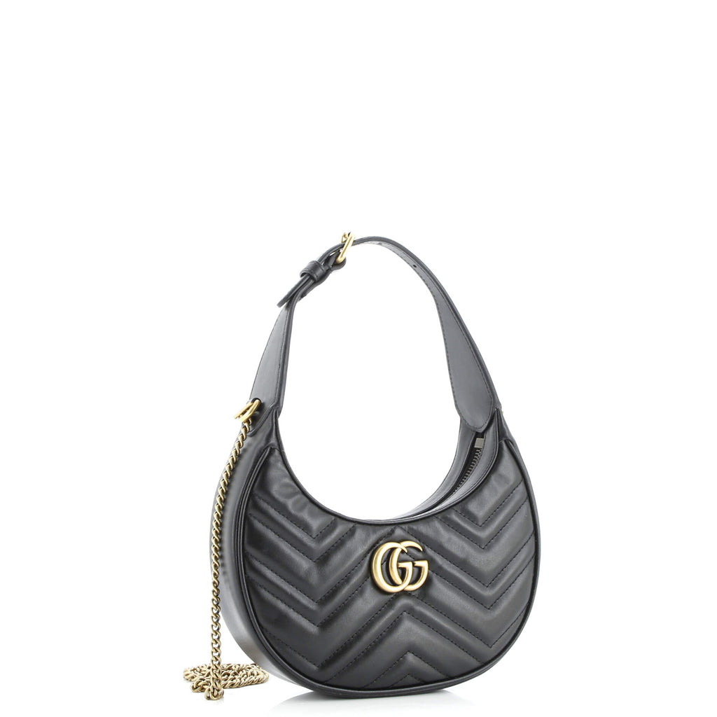 GG Marmont Half Moon Hobo Matelasse Leather Mini