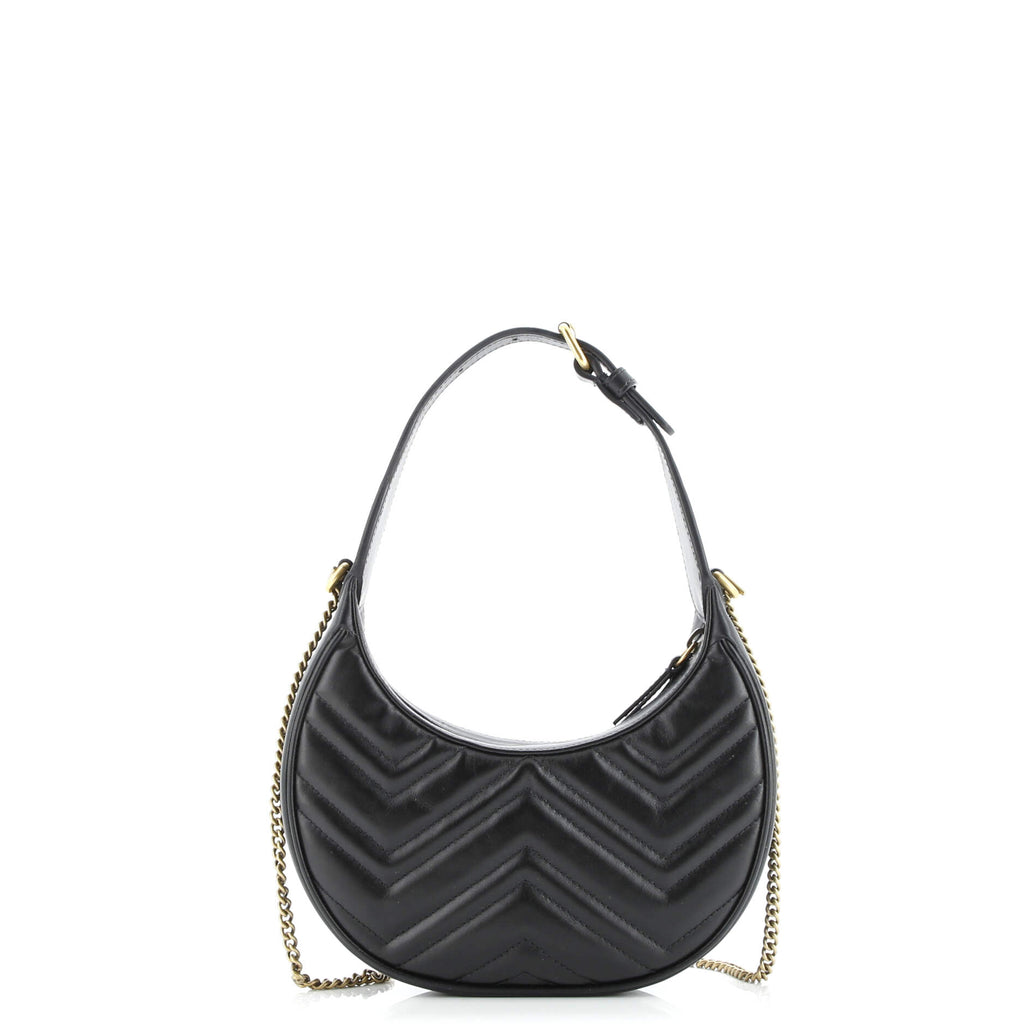 GG Marmont Half Moon Hobo Matelasse Leather Mini