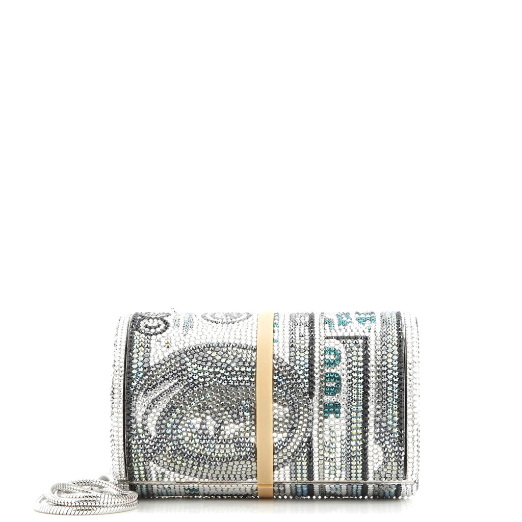 Chain Minaudiere Box Clutch Crystal Small