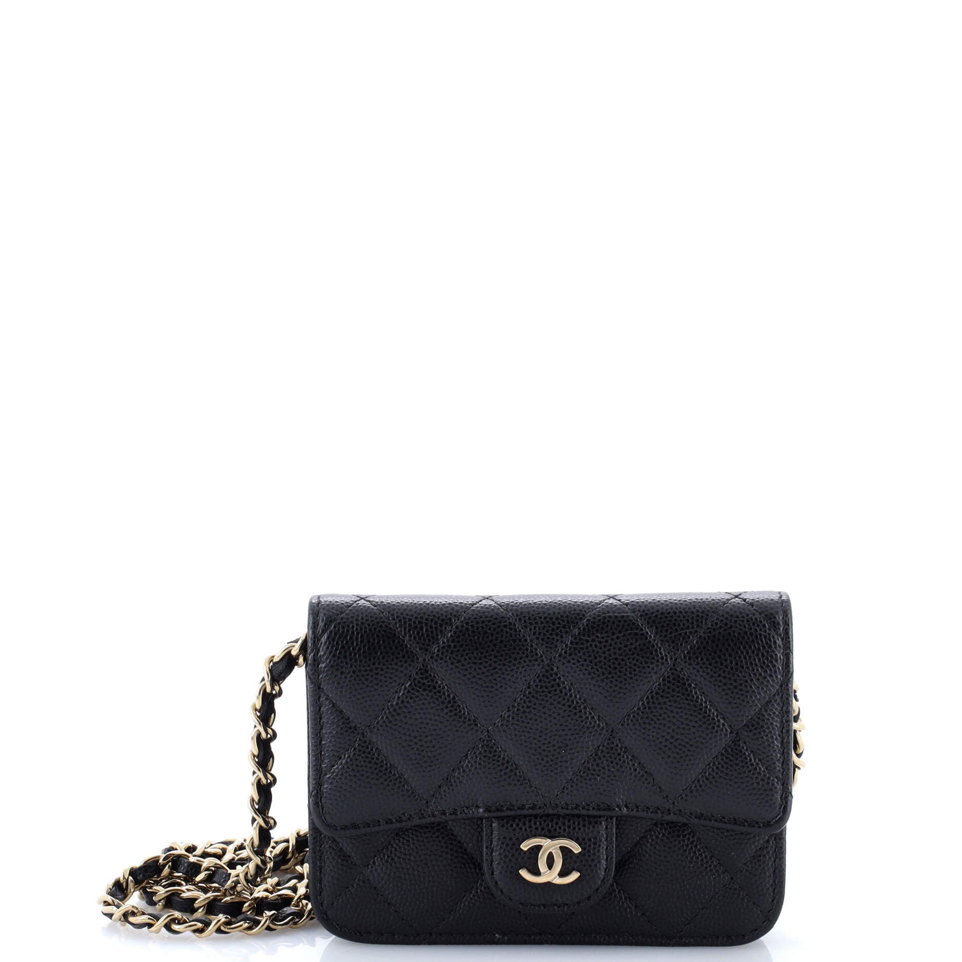 Classic Flap Clutch with Chain Quilted Caviar Small