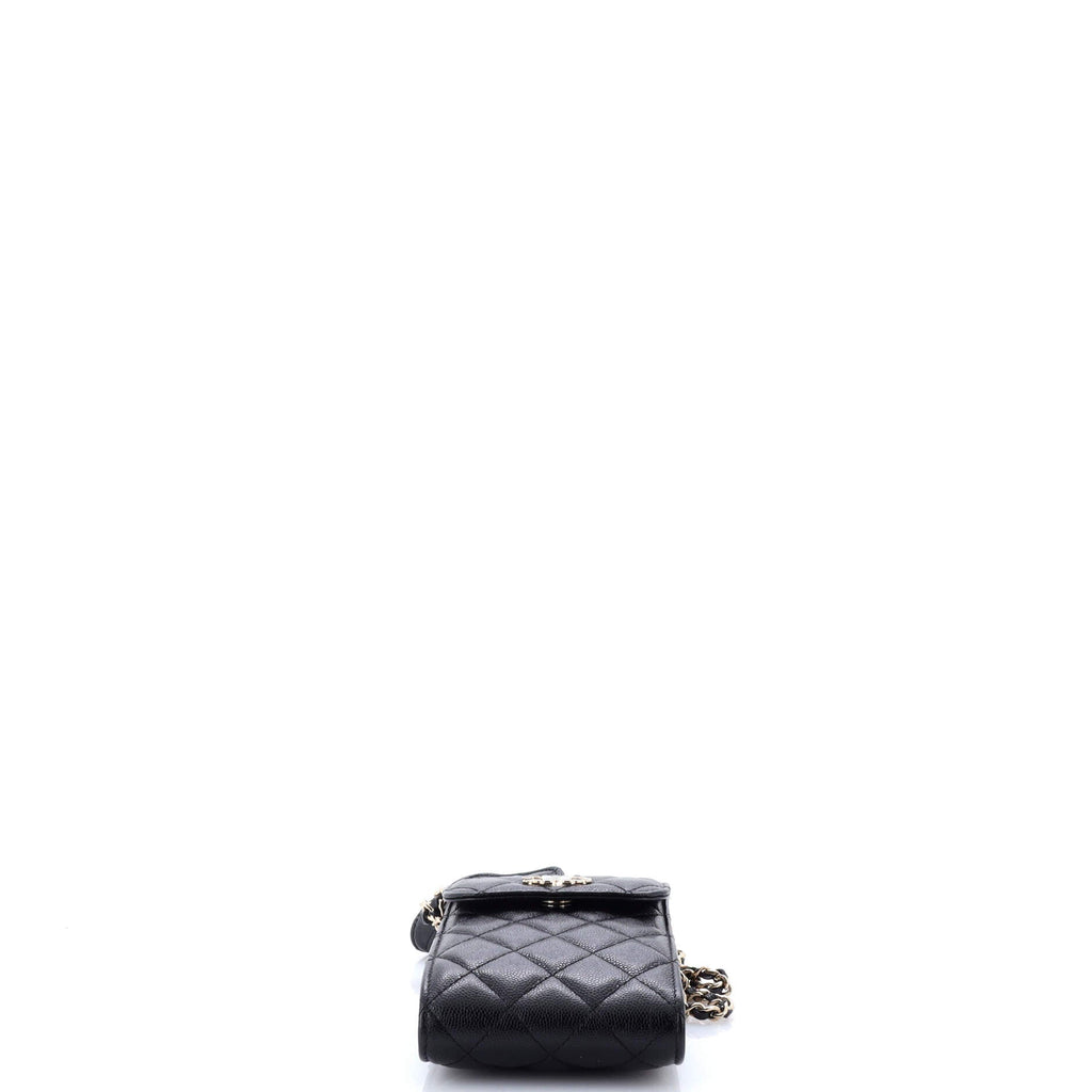 Crystal CC Flap Phone Holder Crossbody Bag with AirPods Pro Case Quilted Caviar