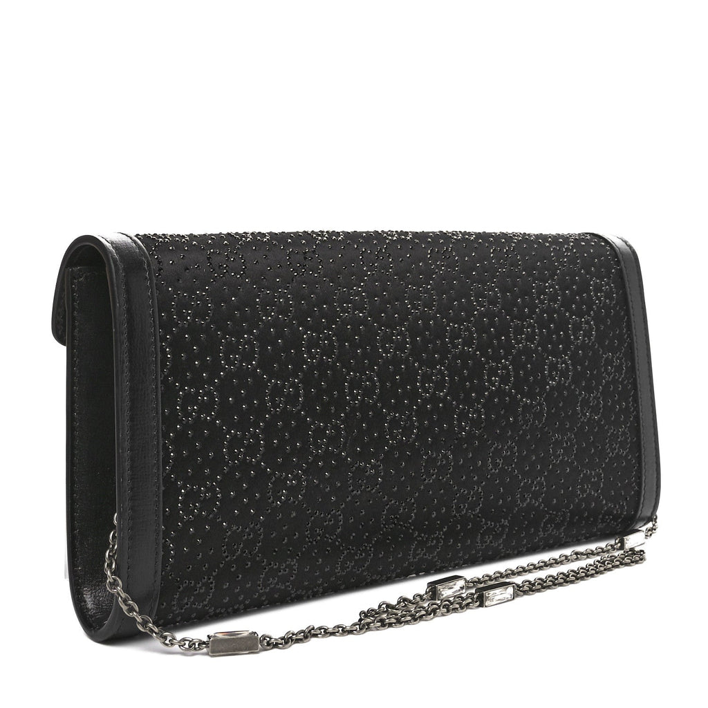 Satin Crystal Small Dionysus Shoulder Bag Black