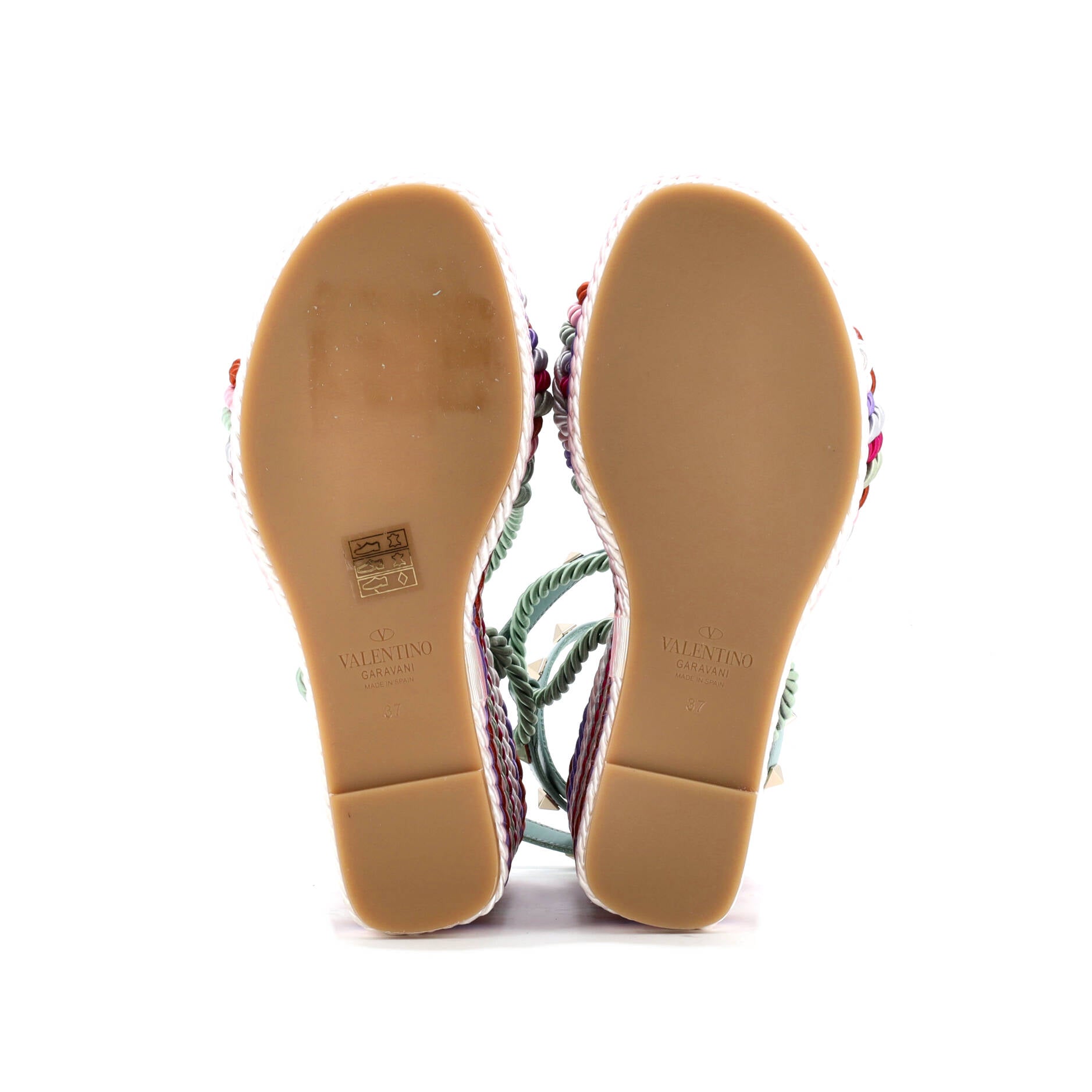 Women's Rockstud Torchon Espadrille Wedge Sandals Leather and Cord