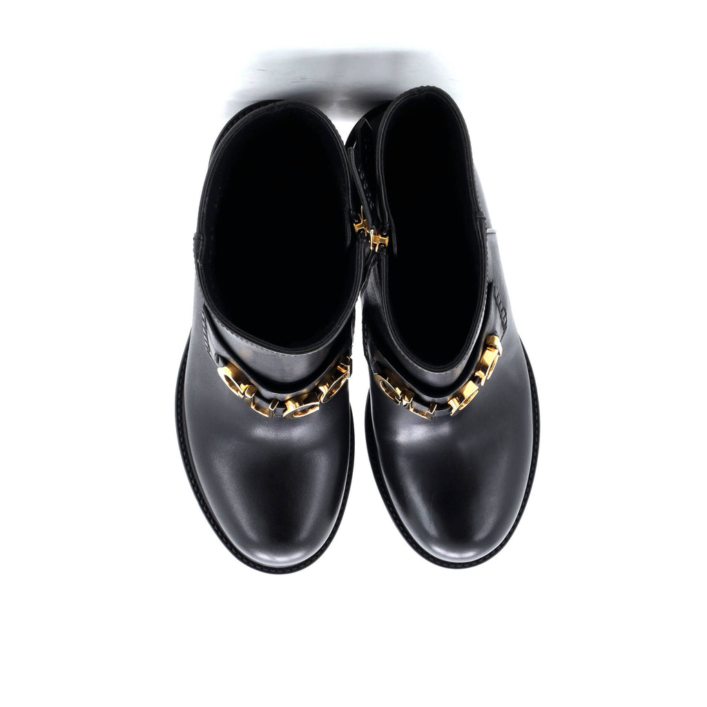 Women's Logo Heeled Ankle Boots Leather