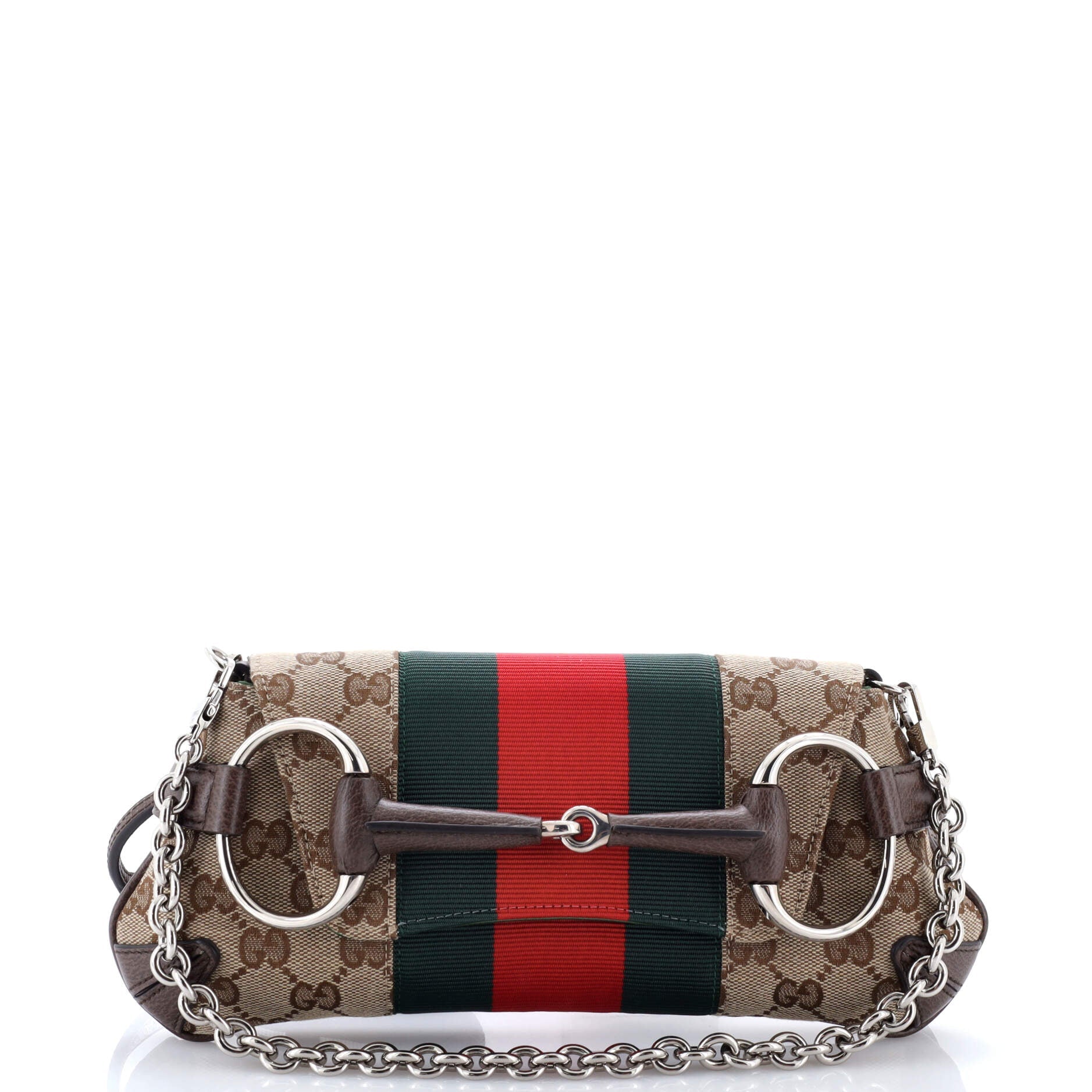 Horsebit NM Web Chain Clutch GG Canvas Small