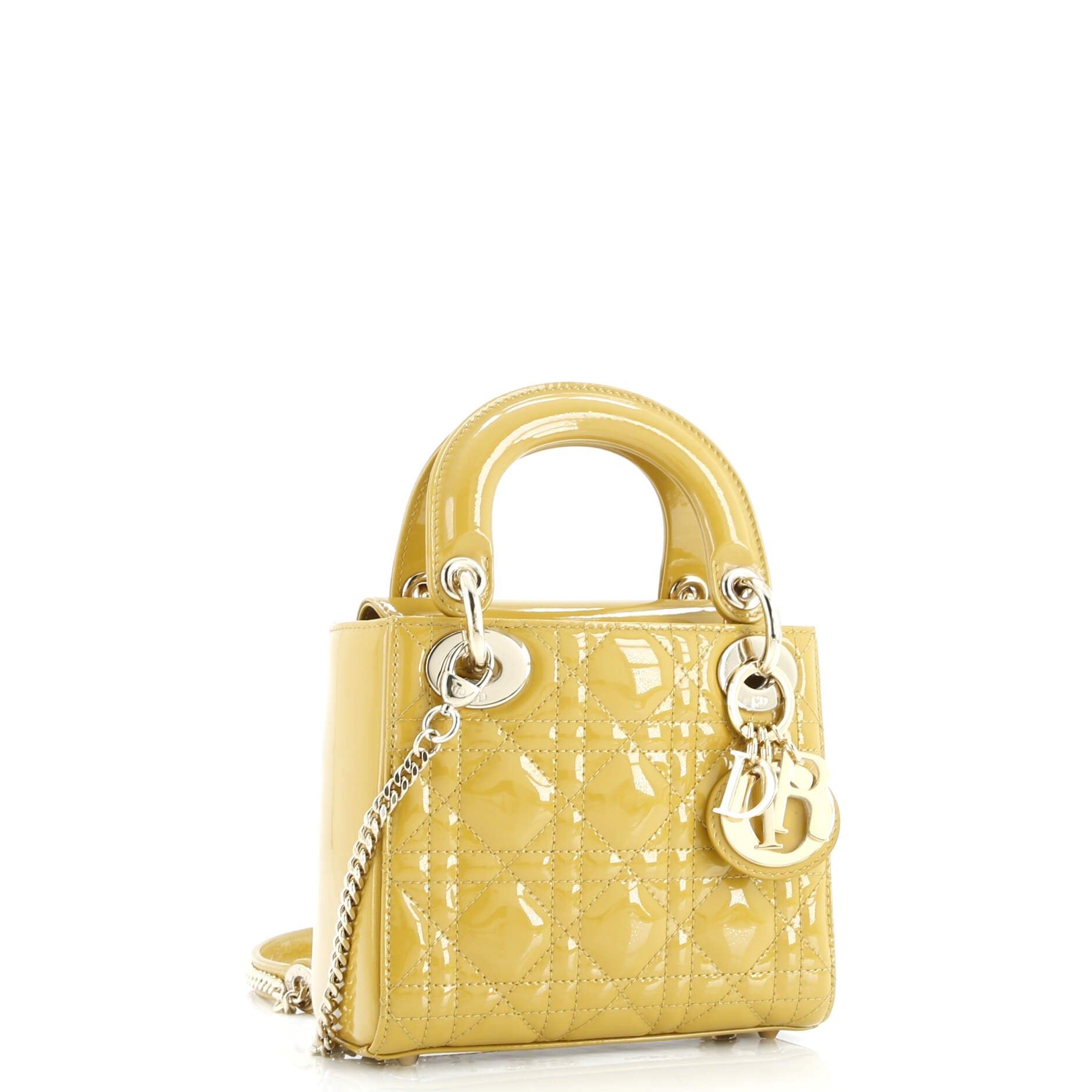 Lady Dior Chain Bag Cannage Quilt Patent Mini