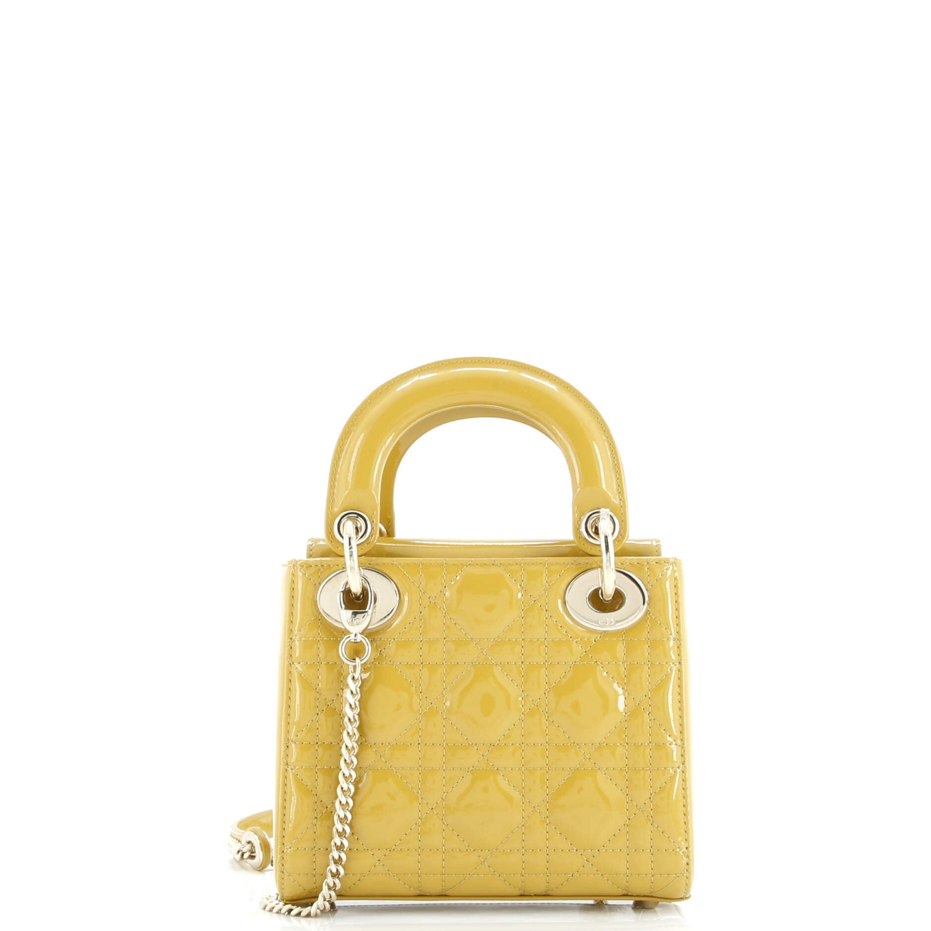 Lady Dior Chain Bag Cannage Quilt Patent Mini