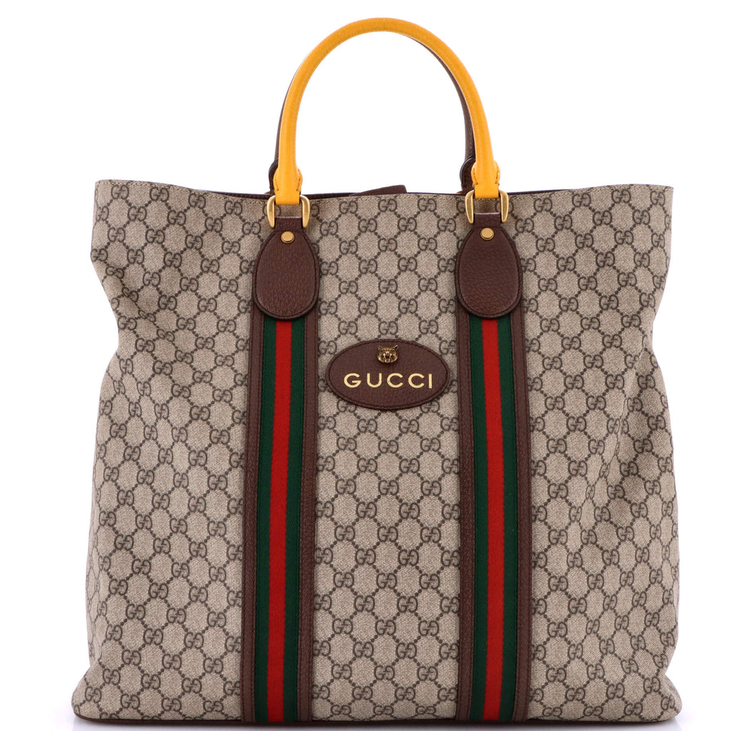 Neo Vintage Web Soft Tote GG Coated Canvas Tall