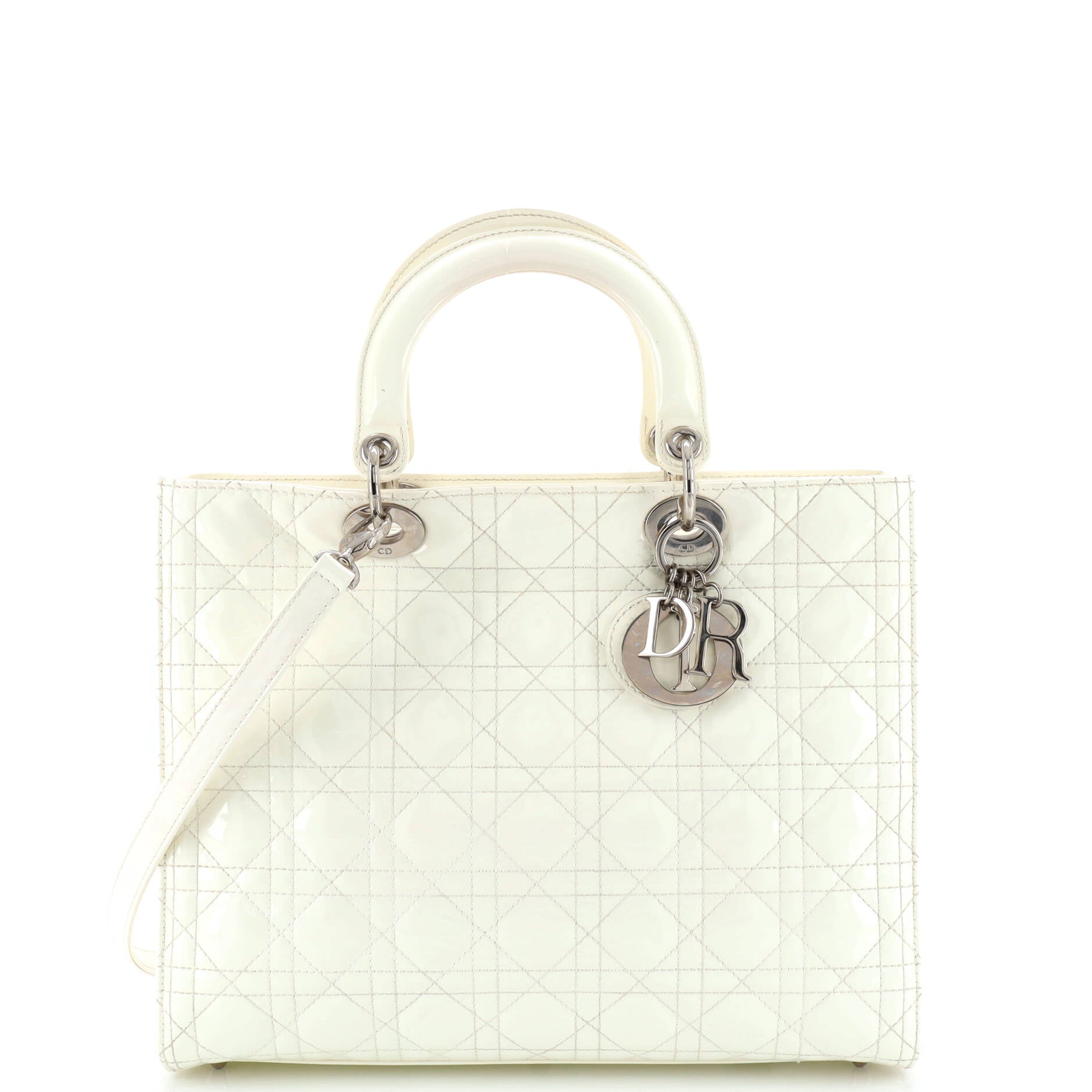 Lady Dior Bag Cannage Quilt Patent Large