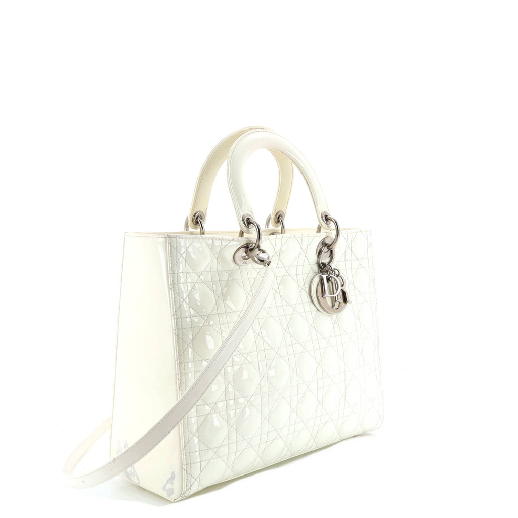 Lady Dior Bag Cannage Quilt Patent Large
