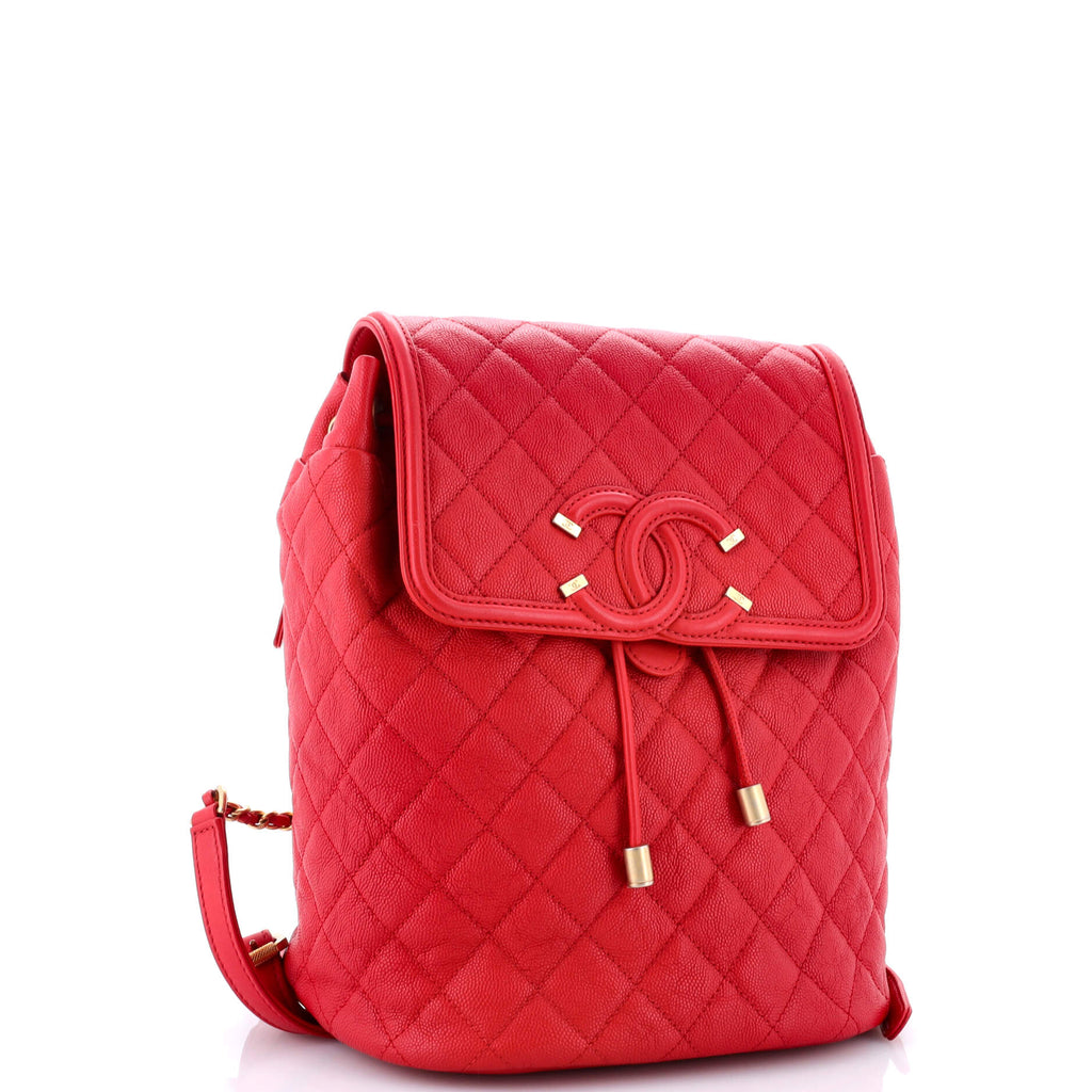 Filigree Backpack Quilted Caviar Large