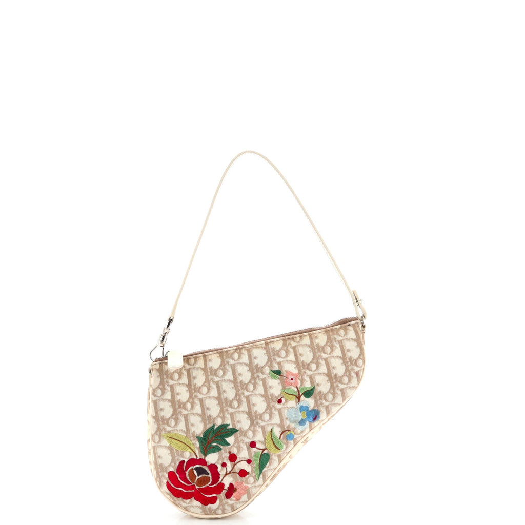 Vintage Saddle Bag Embroidered Diorissimo Canvas Mini