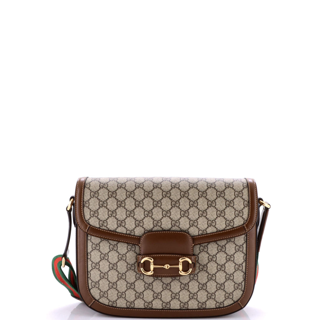 Horsebit 1955 Shoulder Bag GG Coated Canvas with Leather Large