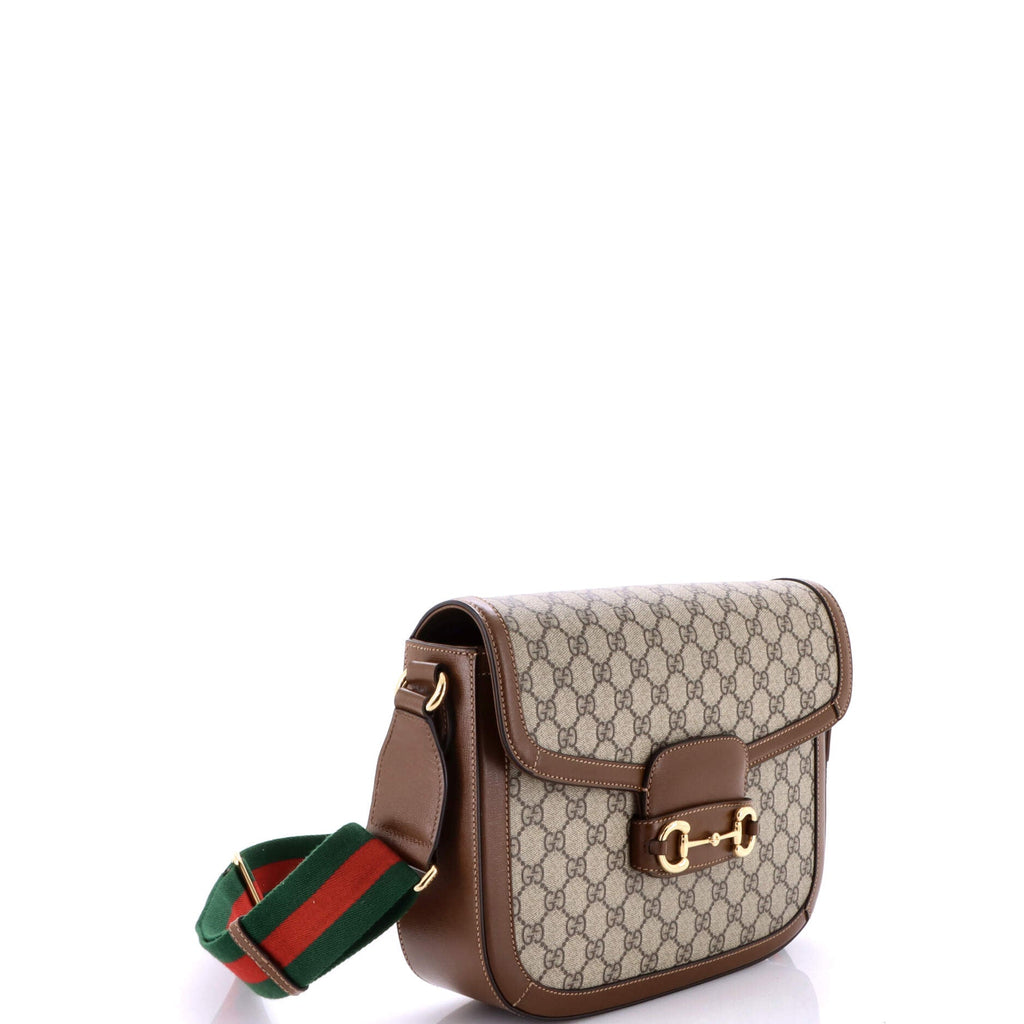Horsebit 1955 Shoulder Bag GG Coated Canvas with Leather Large