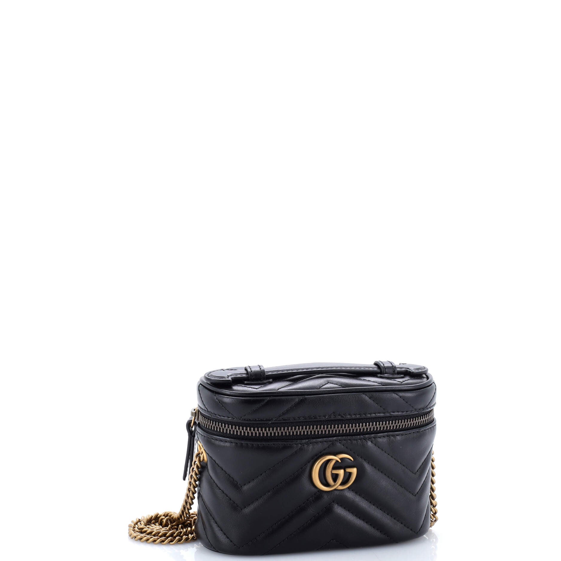 GG Marmont Top Handle Vanity Chain Bag Matelasse Leather Mini
