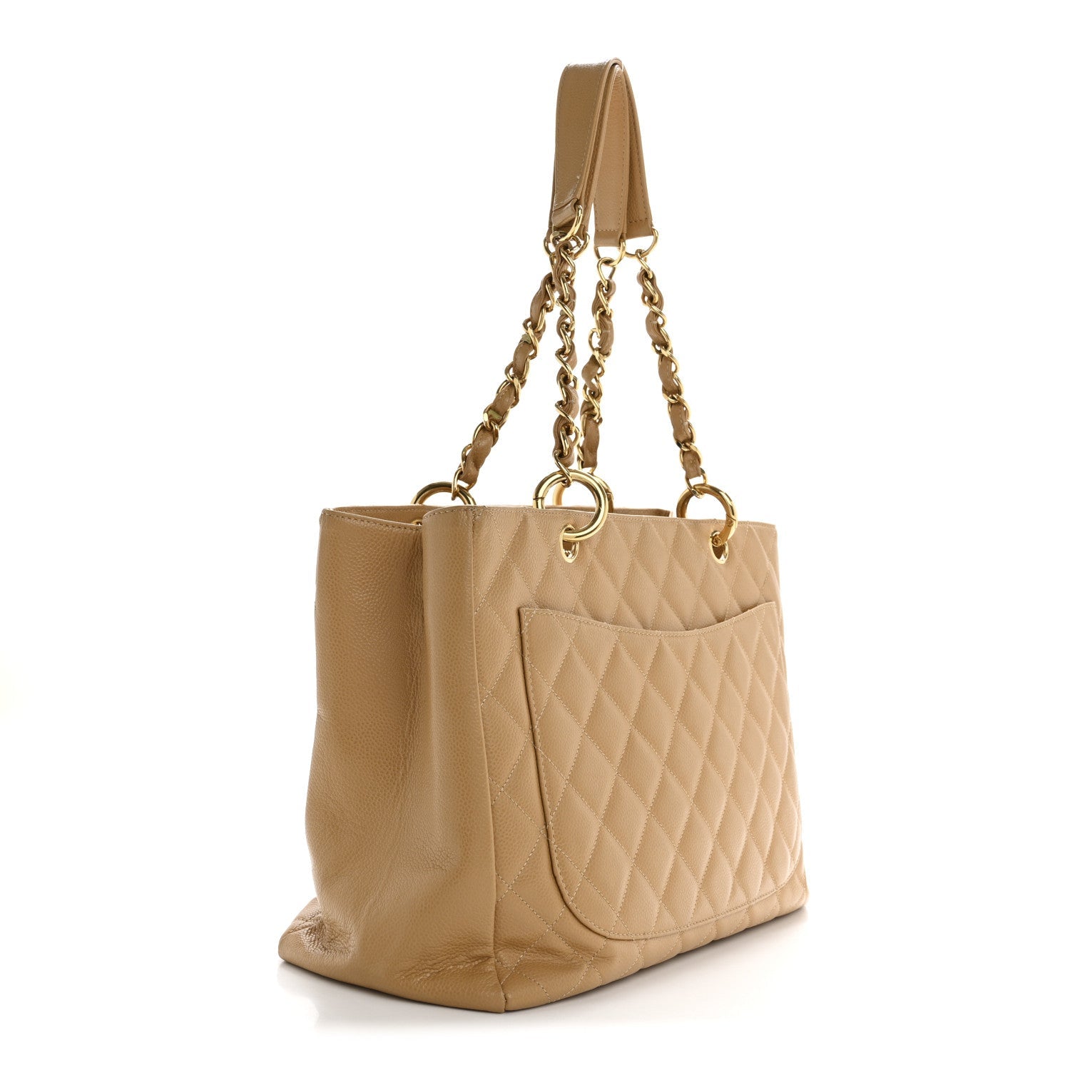 Caviar Quilted Grand Shopping Tote GST Dark Beige