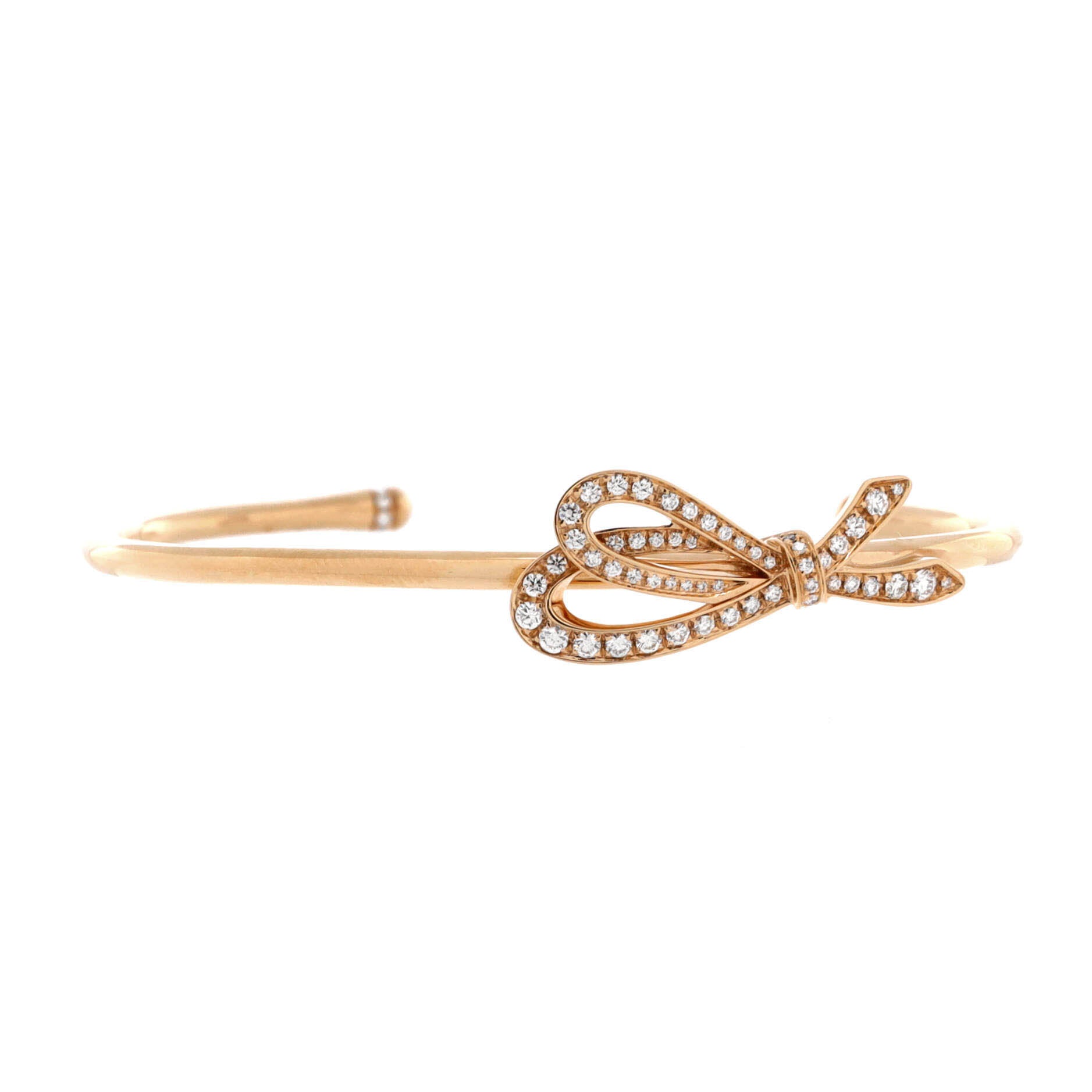 Bow Knot Cuff Bracelet 18K Rose Gold with Diamonds Medium