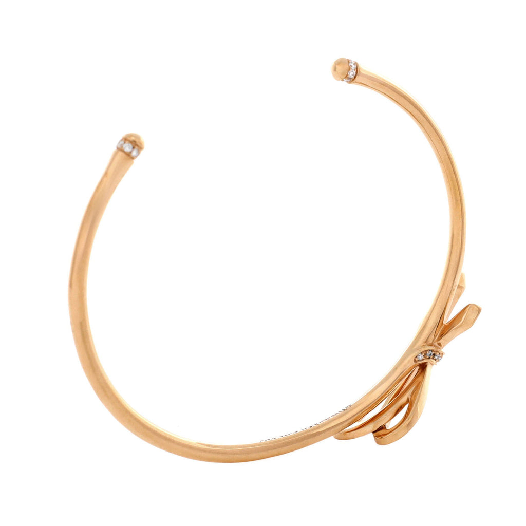 Bow Knot Cuff Bracelet 18K Rose Gold with Diamonds Medium