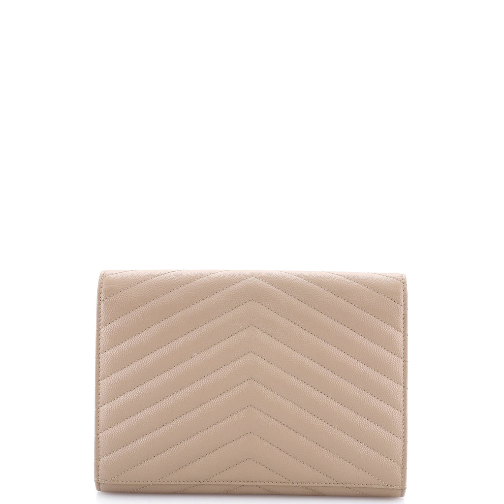 Classic Monogram Envelope Wristlet Clutch Matelasse Chevron Leather