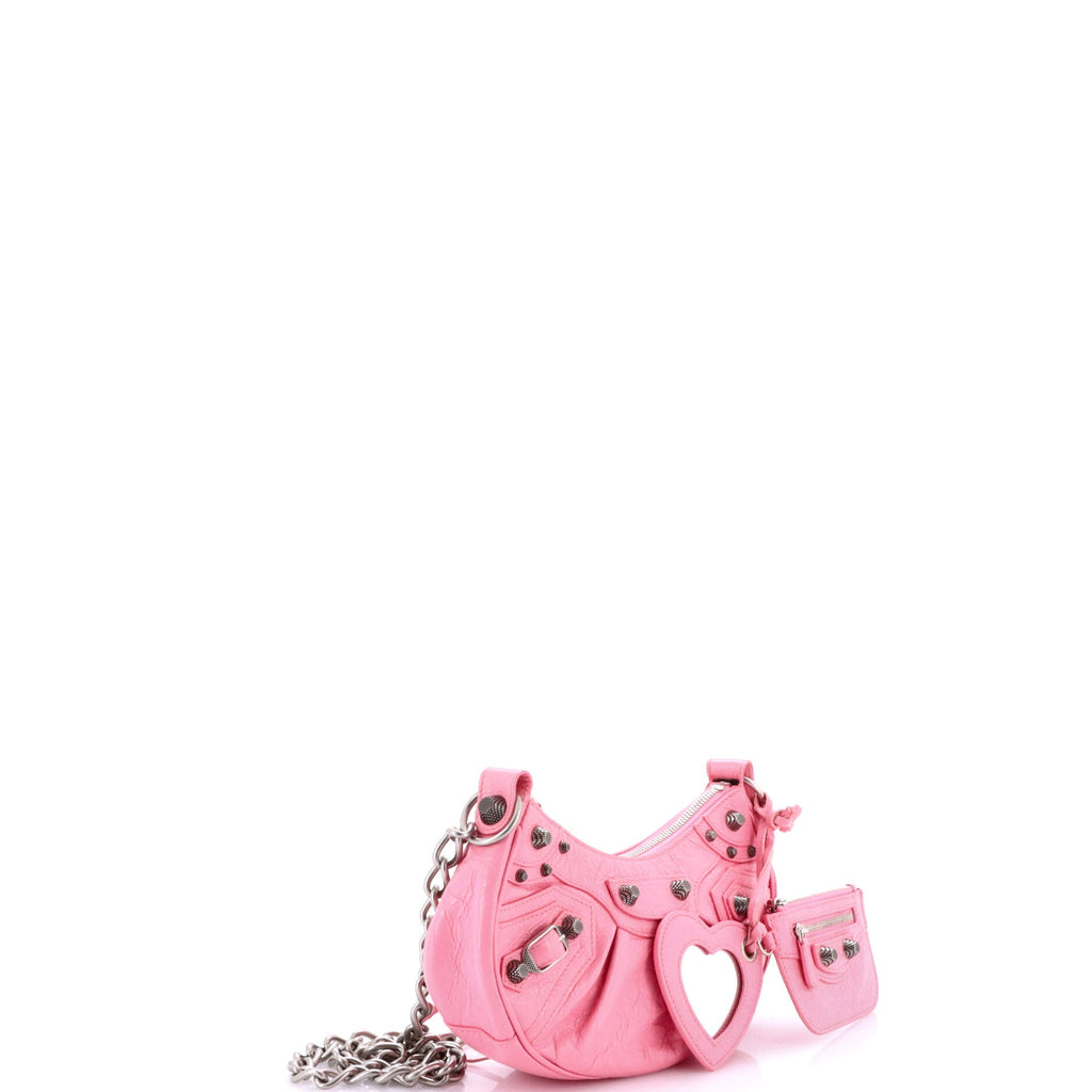 Le Cagole Giant Studs Chain Shoulder Bag Leather XS