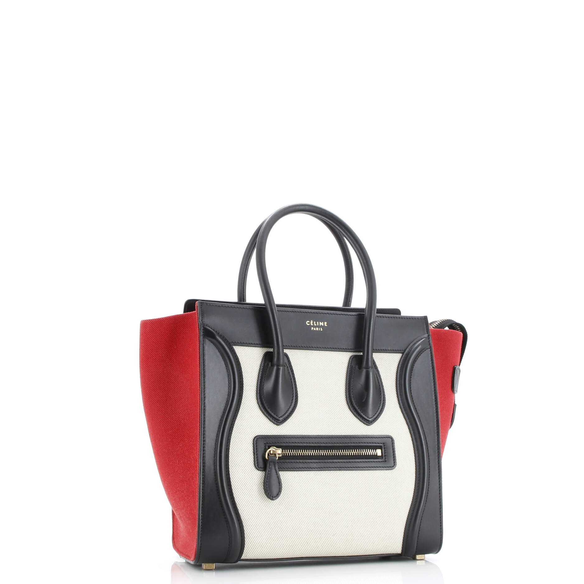 Tricolor Luggage Bag Canvas and Leather Micro