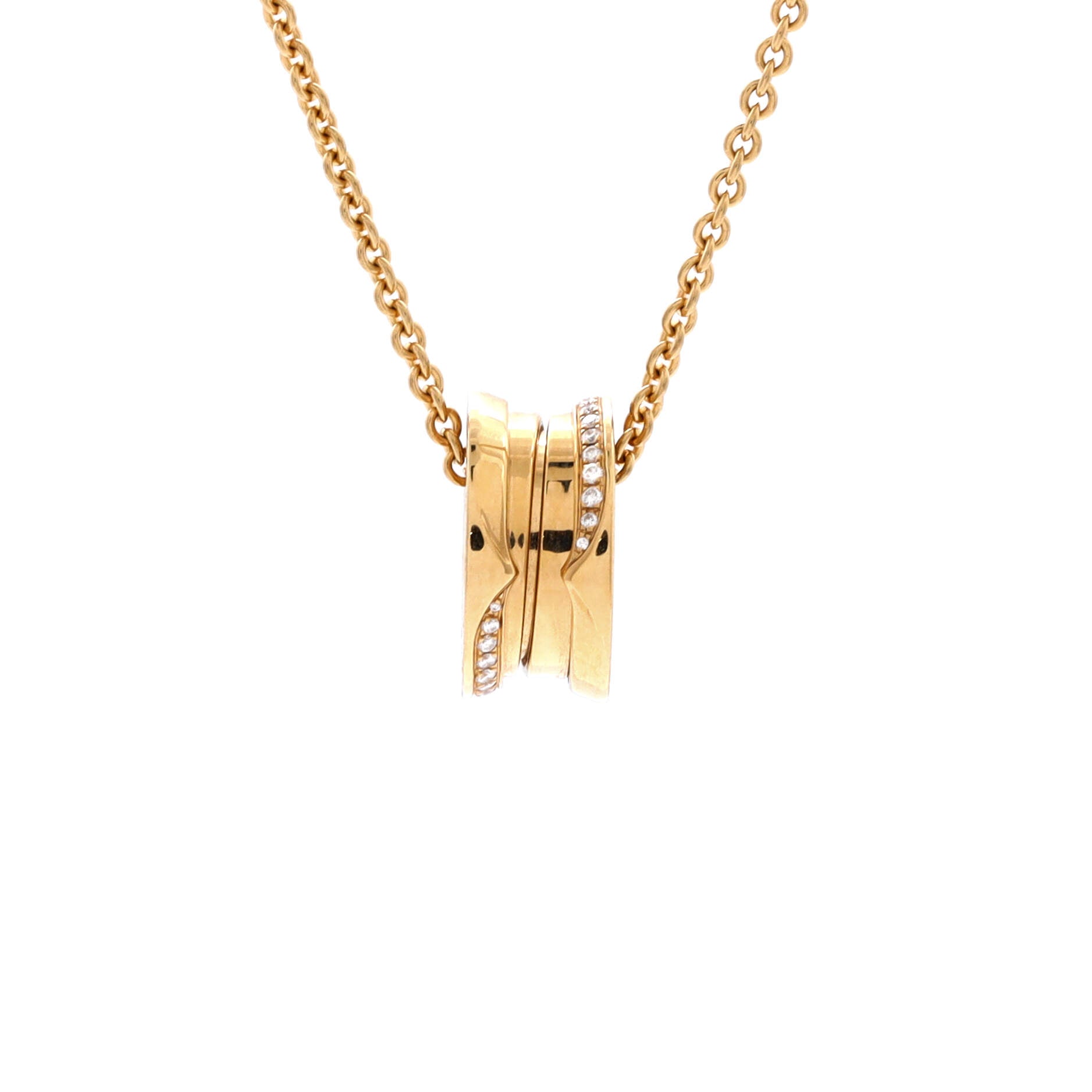 B.Zero1 Pendant Necklace 18K Yellow Gold with Diamonds