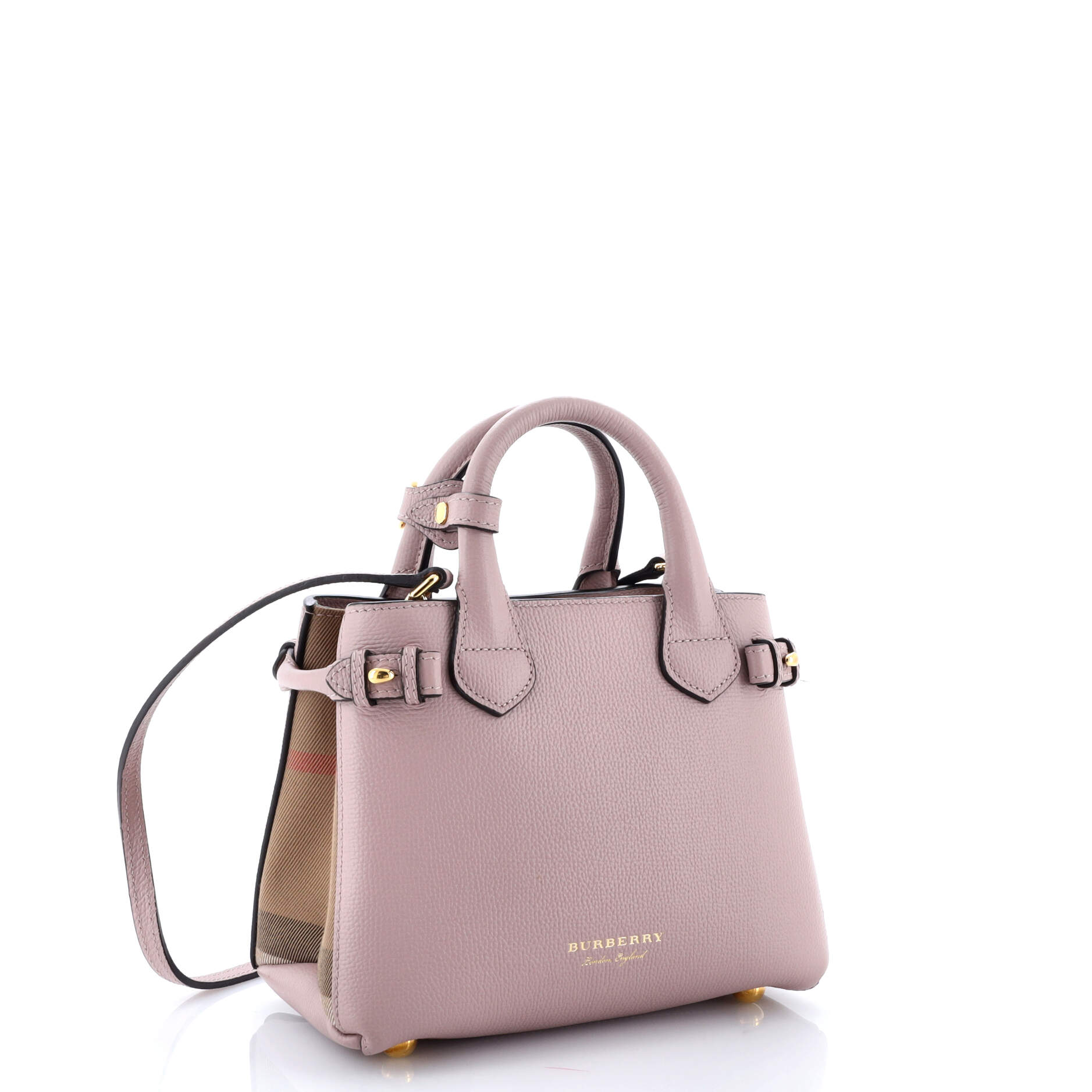 Banner Tote Leather and House Check Canvas Mini