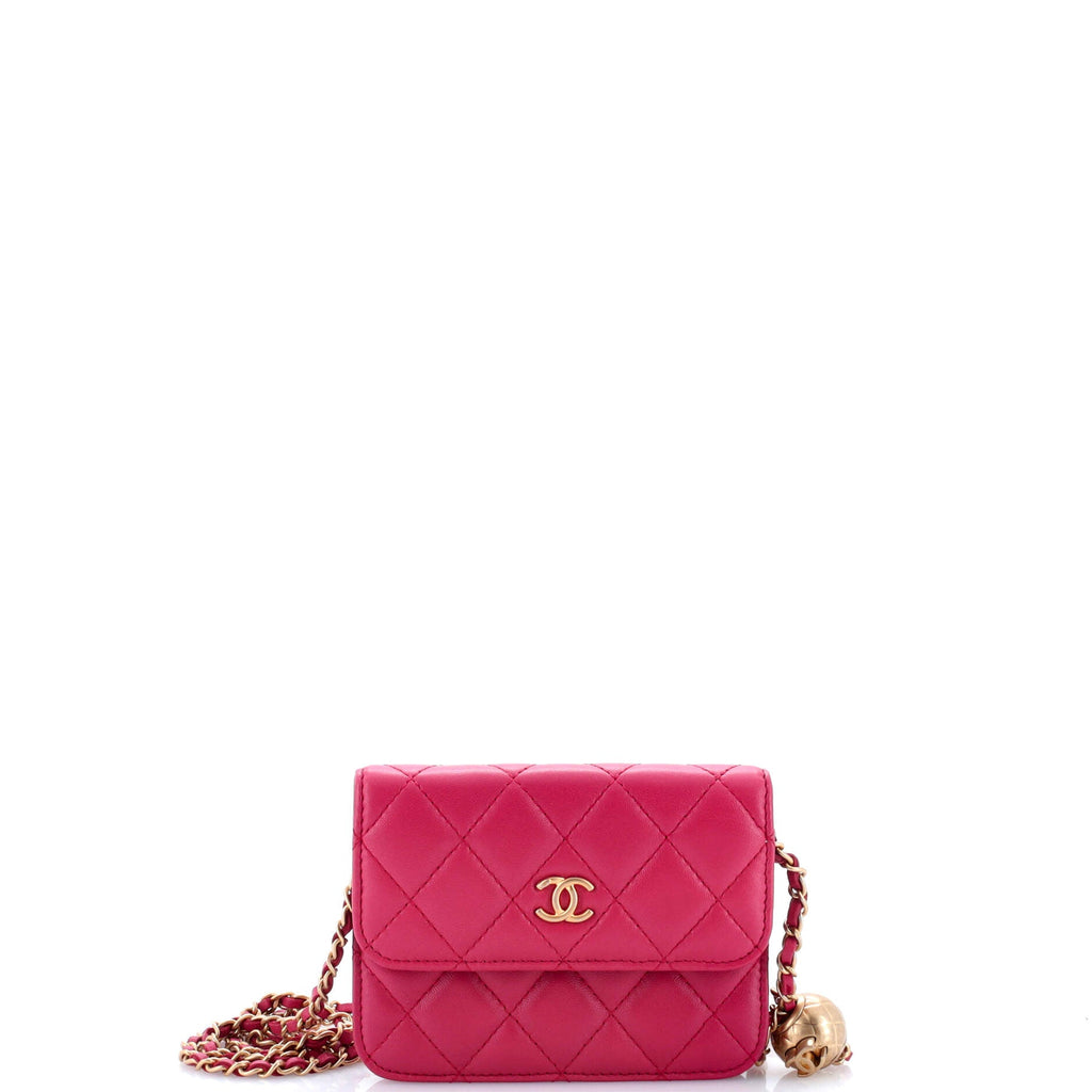 Pearl Crush Flap Clutch with Chain Quilted Lambskin Mini
