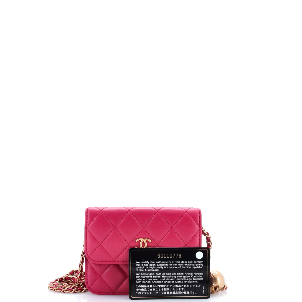 Pearl Crush Flap Clutch with Chain Quilted Lambskin Mini
