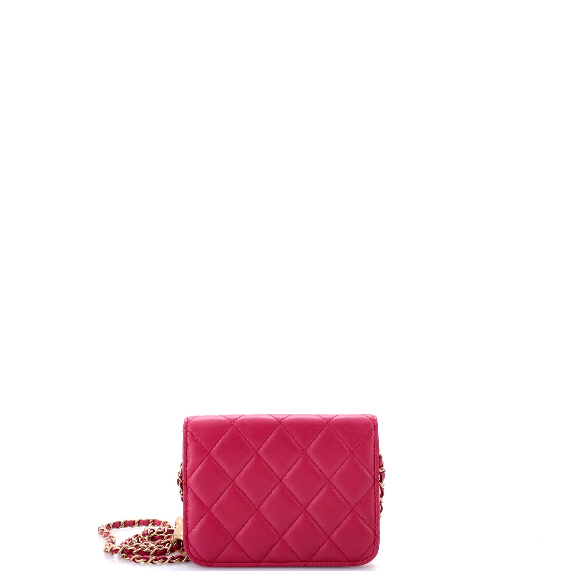 Pearl Crush Flap Clutch with Chain Quilted Lambskin Mini