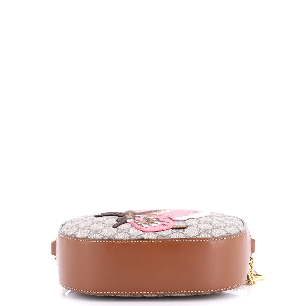Chain Crossbody Bag Embroidered GG Coated Canvas Mini