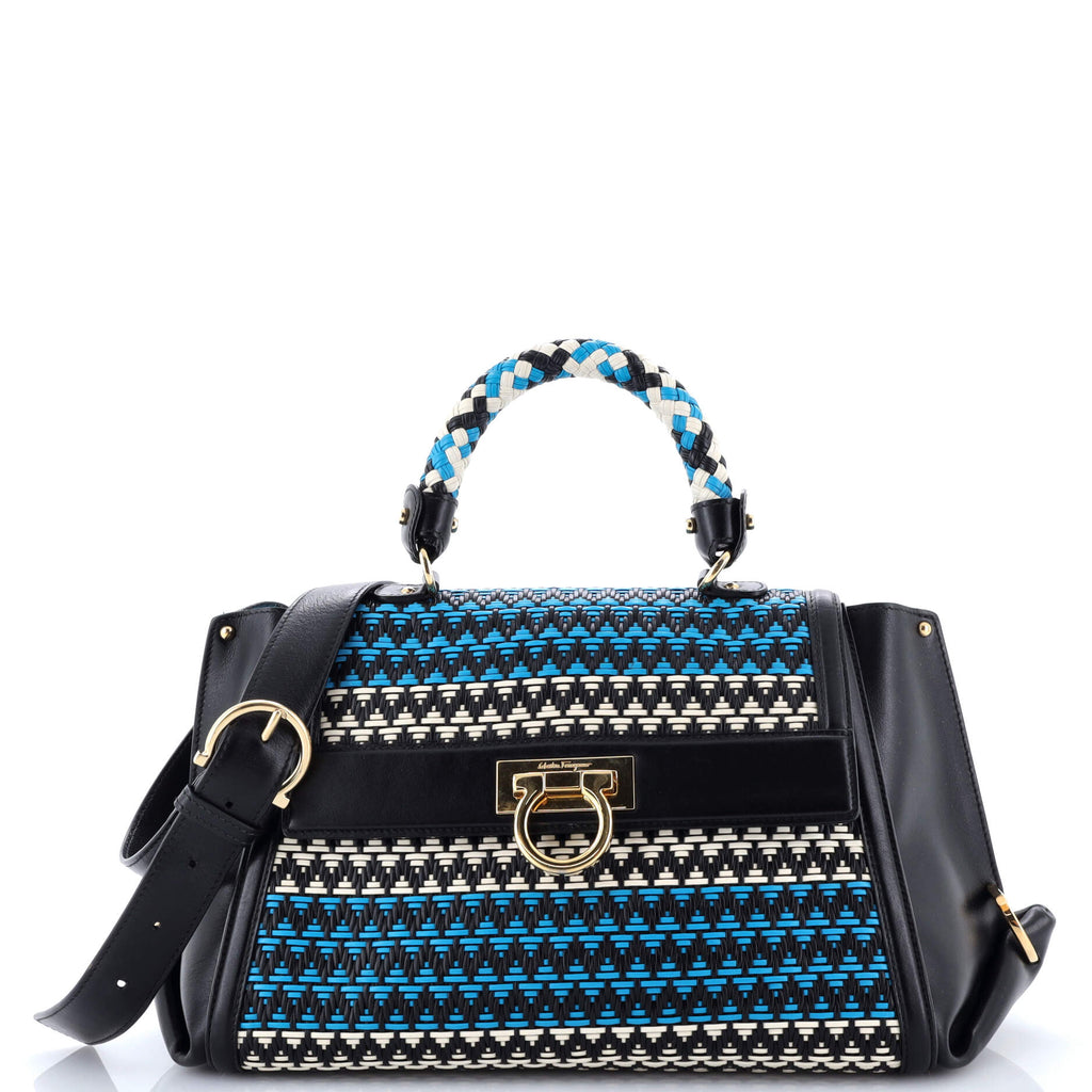 Sofia Satchel Multicolor Woven Leather Medium