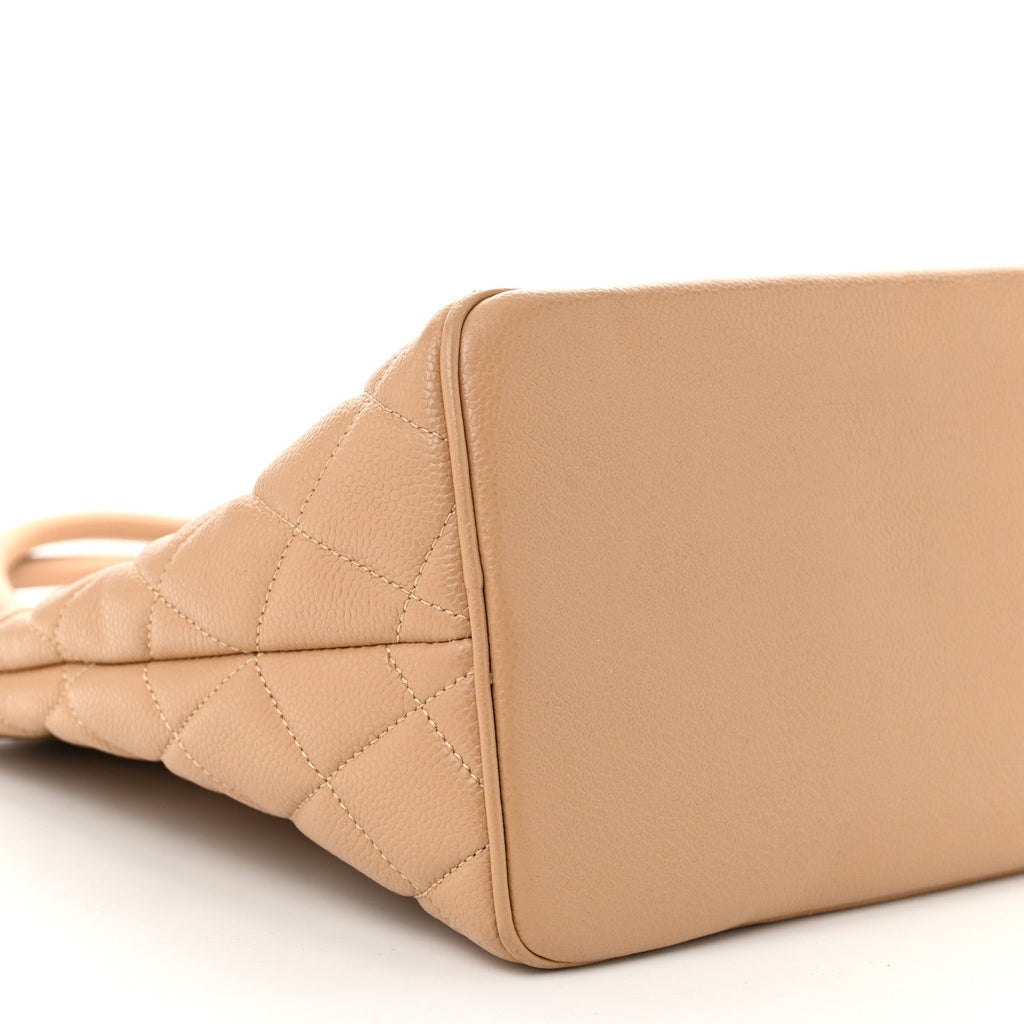 Caviar Quilted Medallion Tote Beige