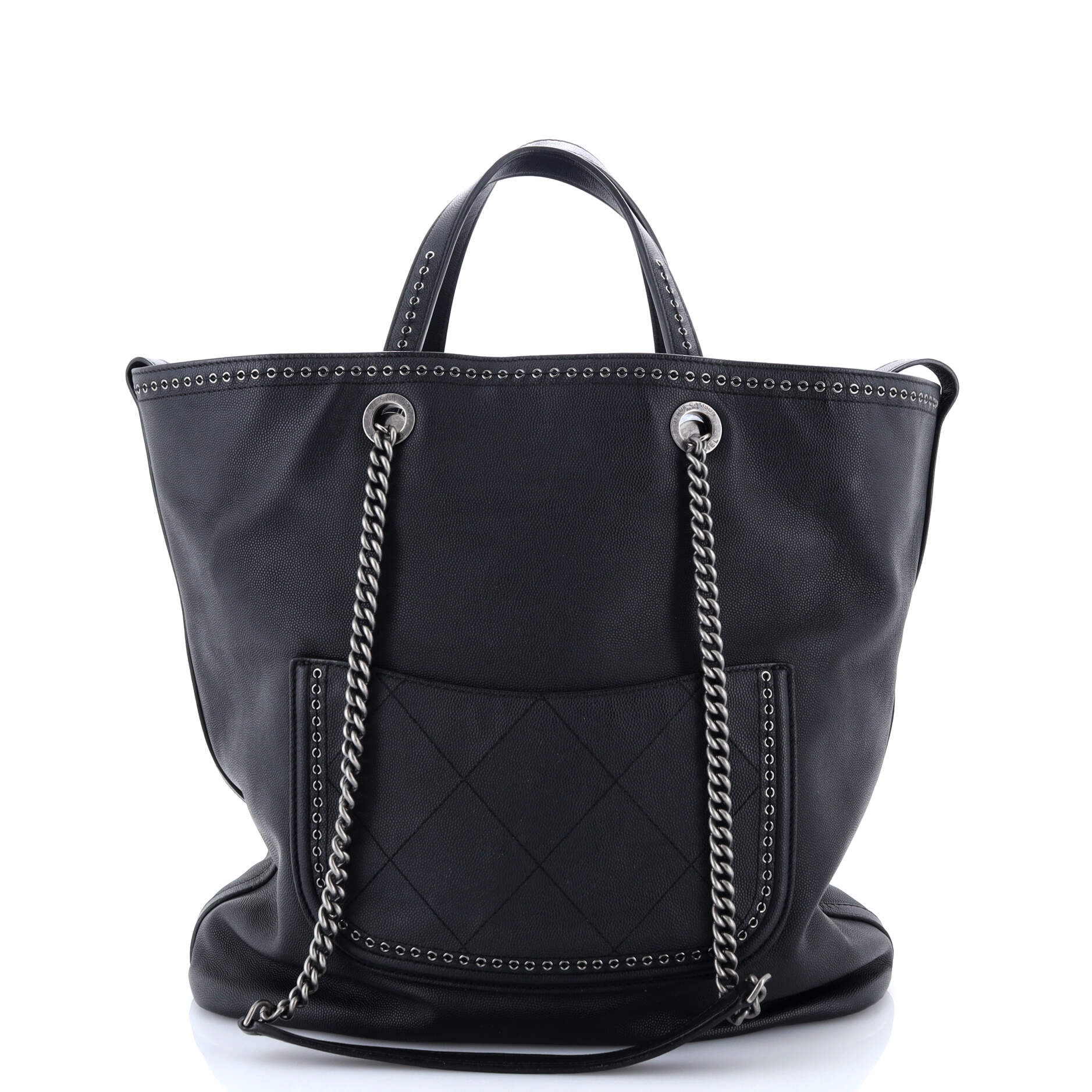 Coco Eyelets Shopping Tote Caviar Large