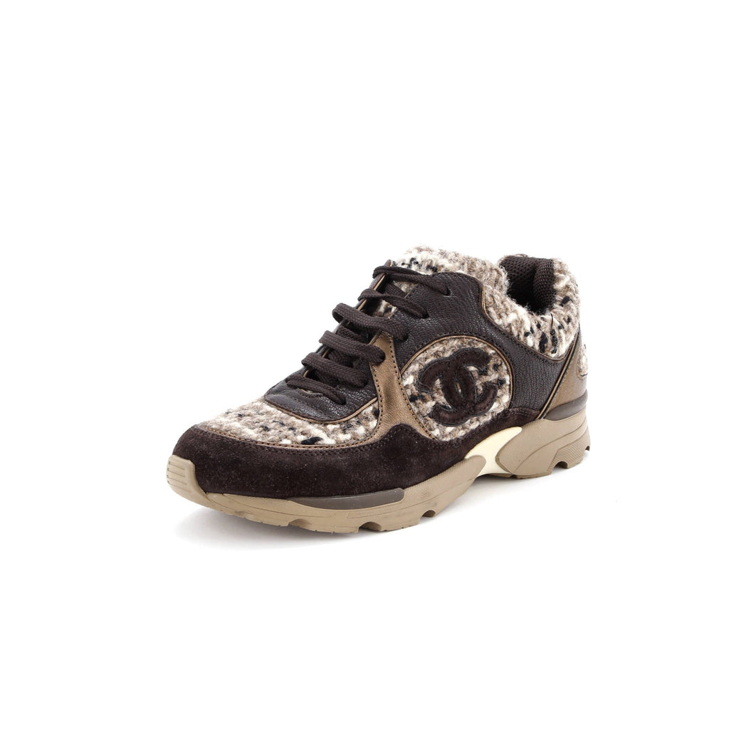 Women's CC Low-Top Sneakers Leather and Tweed