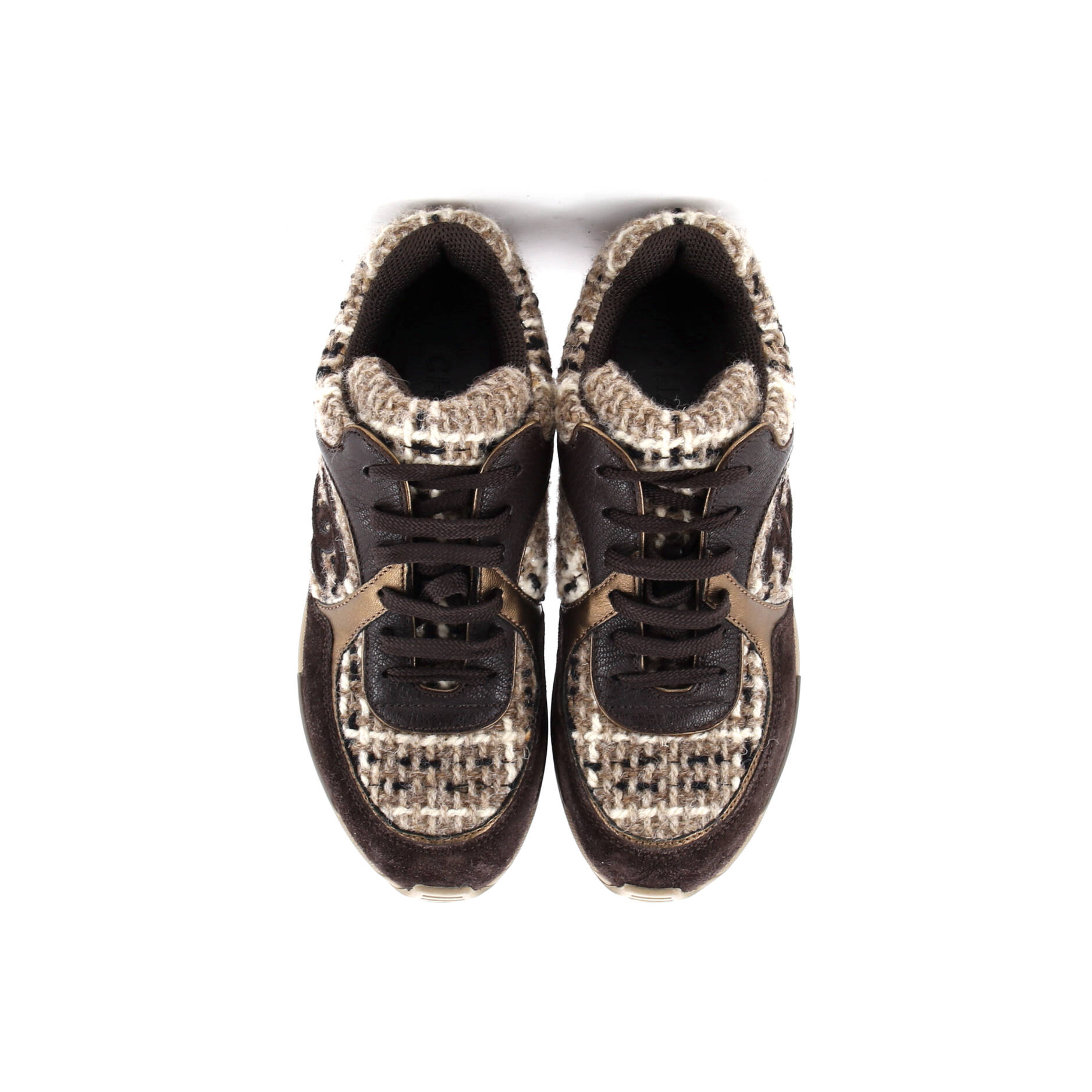 Women's CC Low-Top Sneakers Leather and Tweed