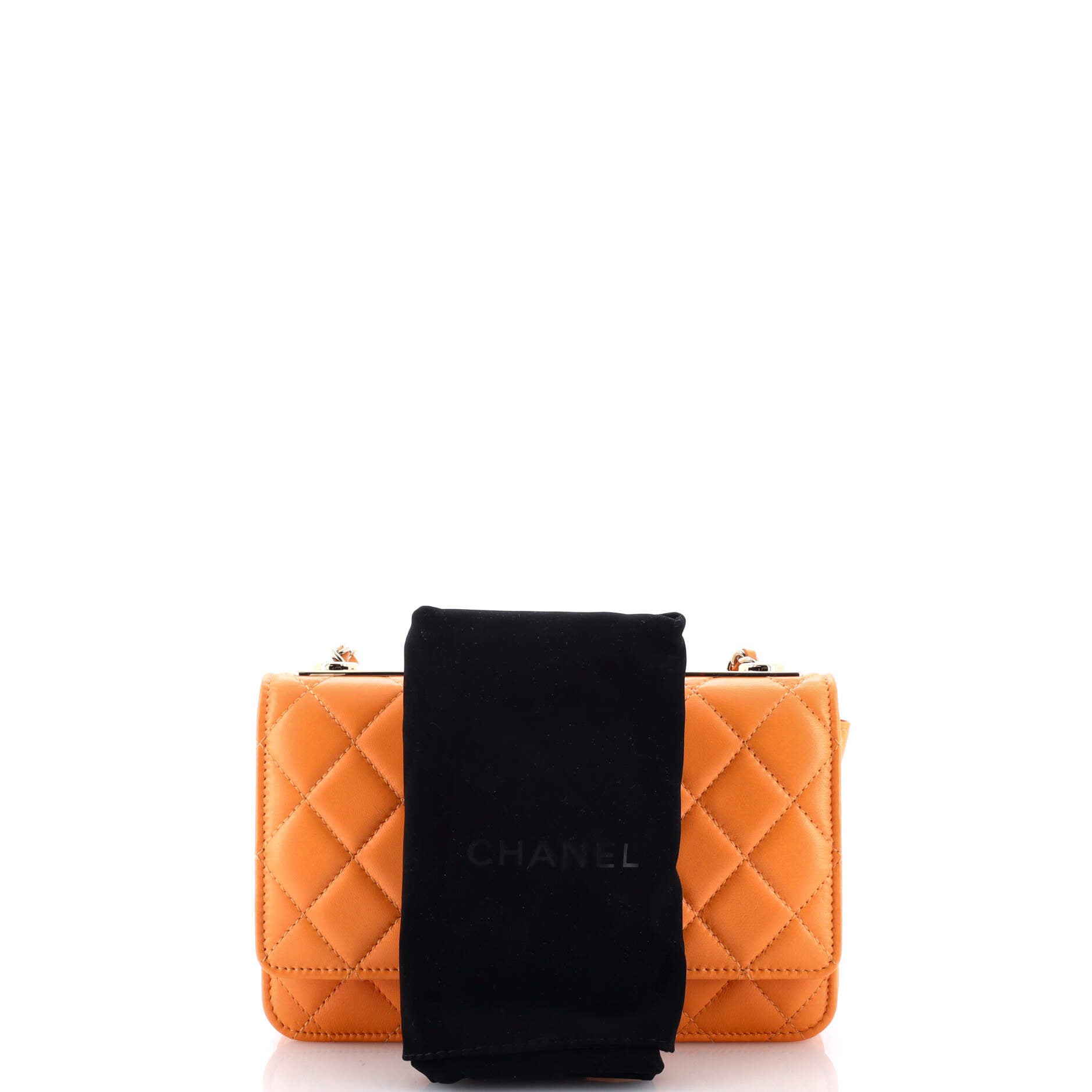 Trendy CC Wallet on Chain Quilted Lambskin and Lacquered Metal