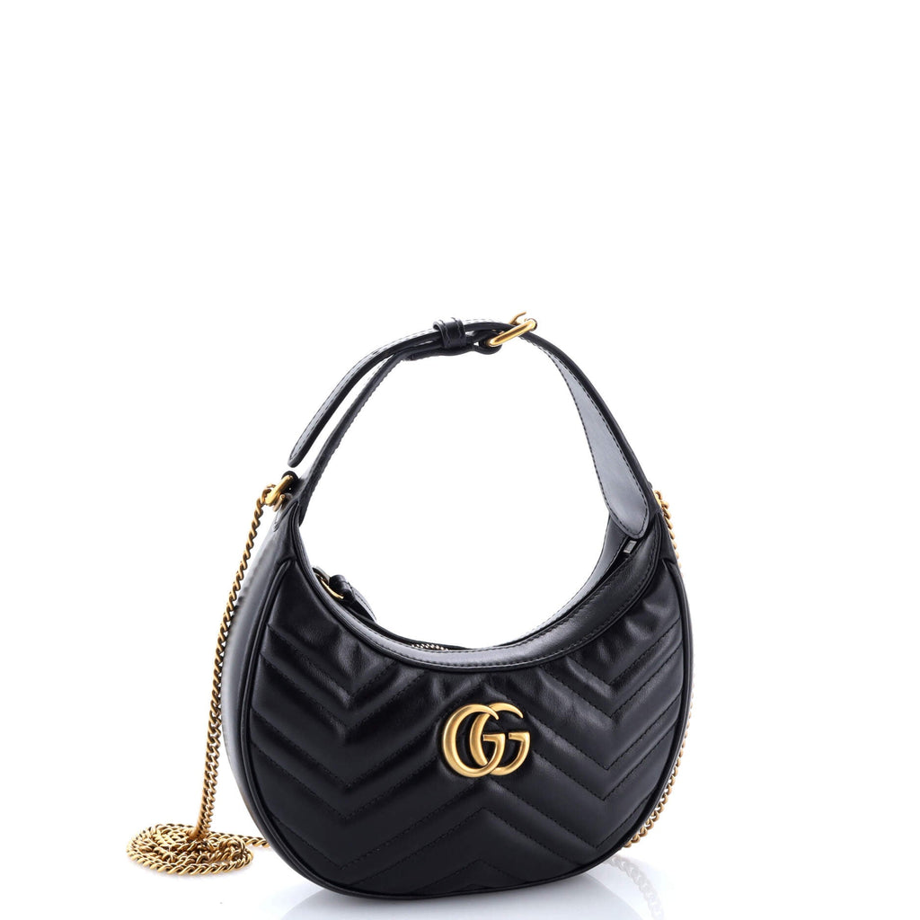 GG Marmont Half Moon Hobo Matelasse Leather Mini