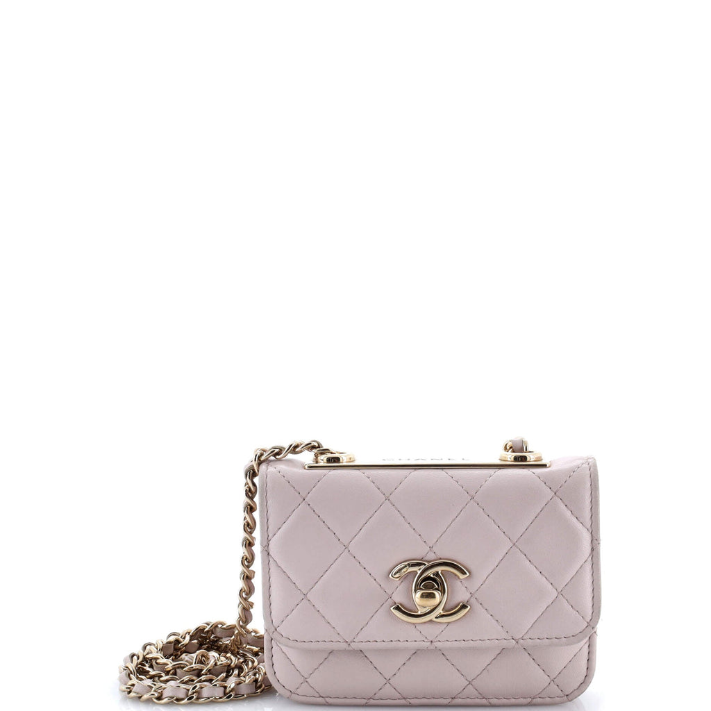 Trendy CC Card Holder on Chain Quilted Lambskin