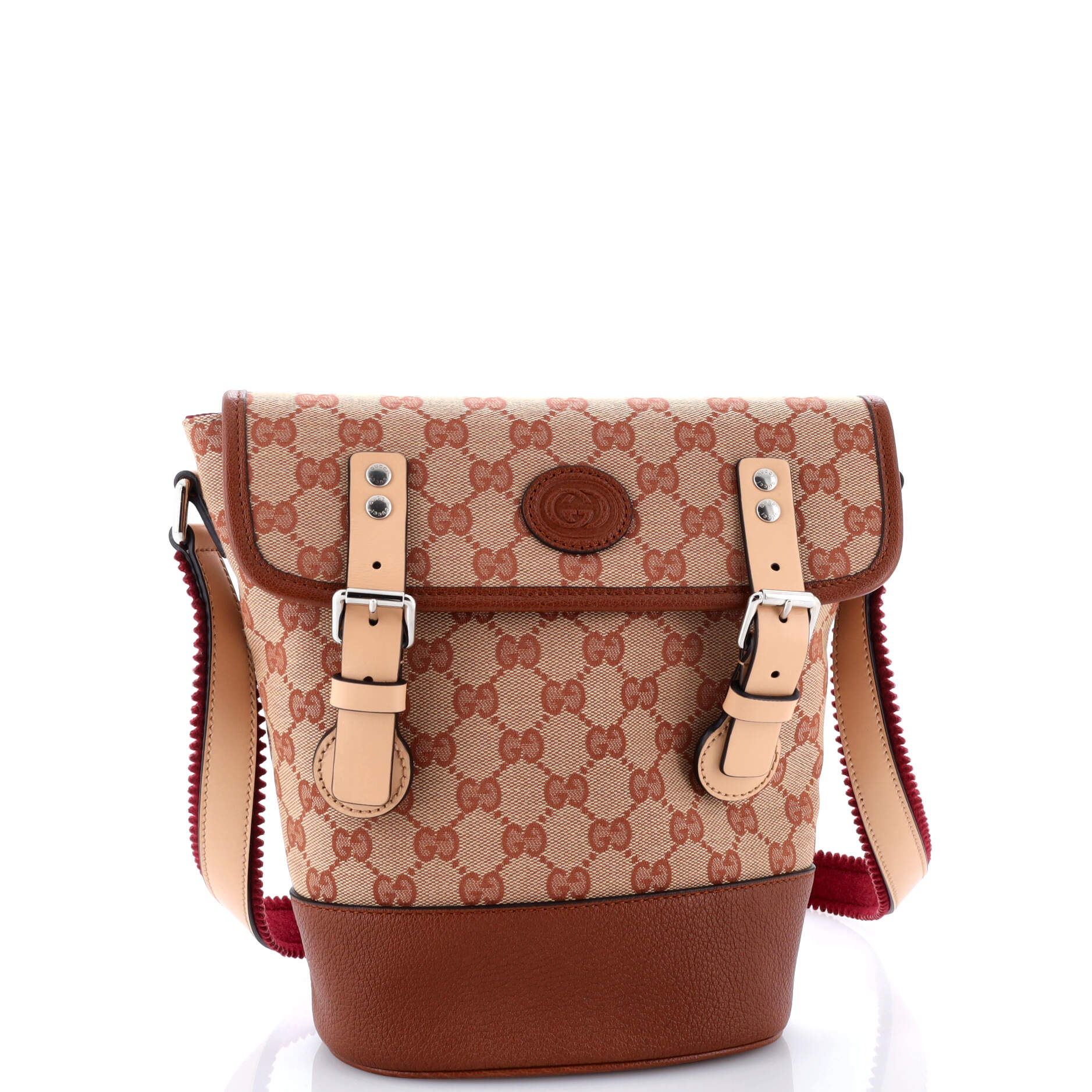 Children's Interlocking G Patch Flap Messenger Bag GG Canvas and Leather