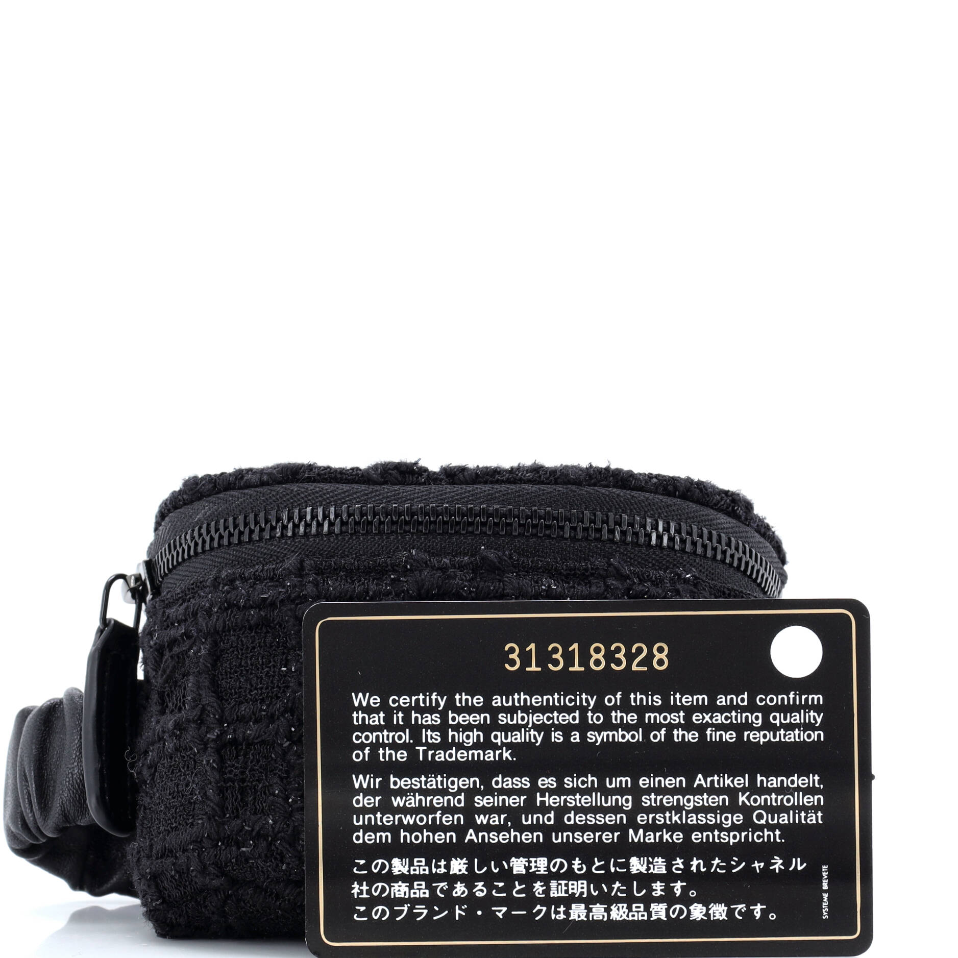 CC Arm Zip Coin Purse Tweed with Leather