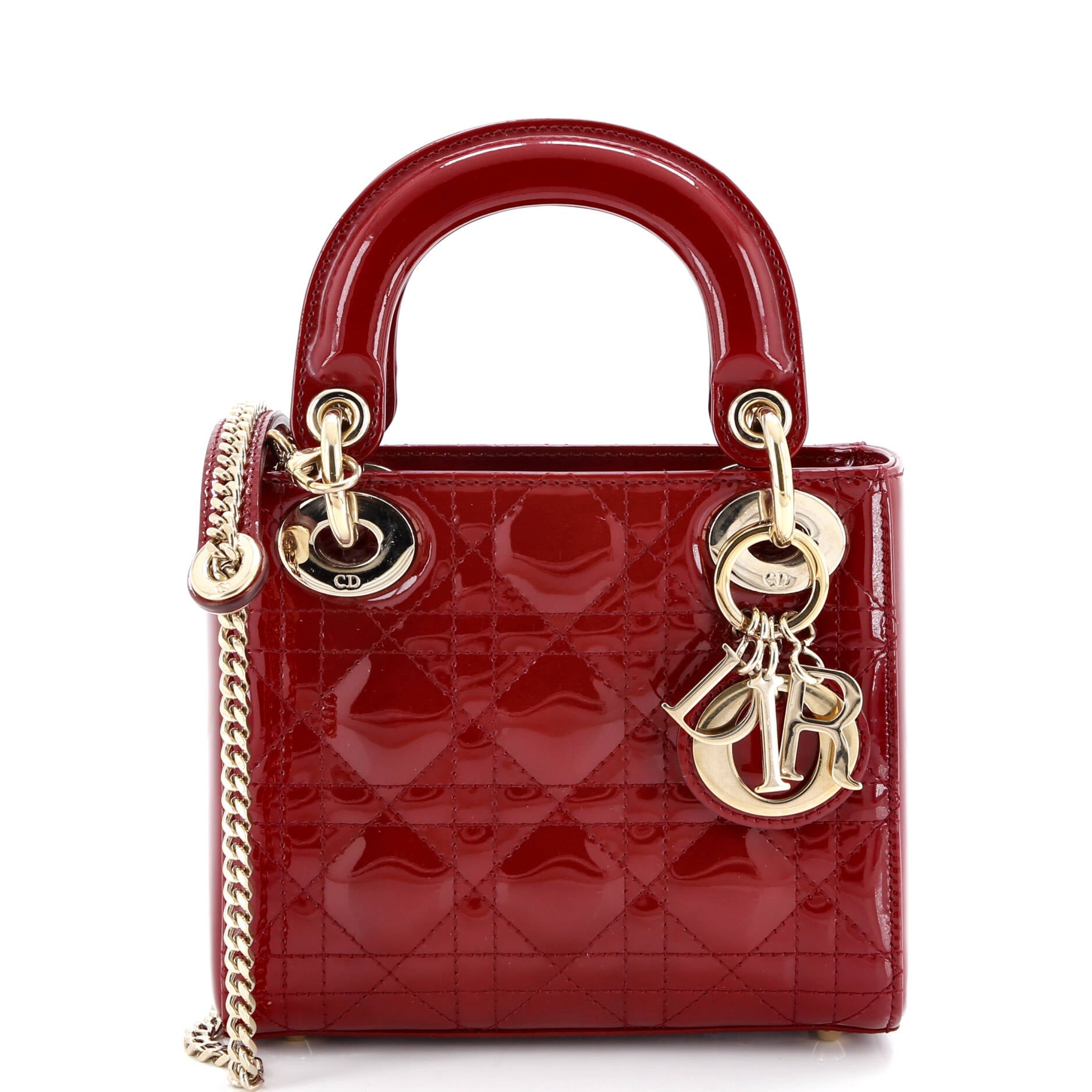 Lady Dior Chain Bag Cannage Quilt Patent Mini
