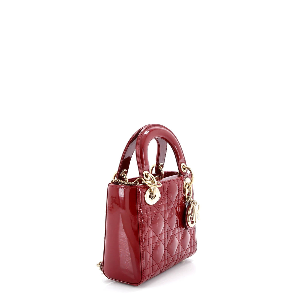 Lady Dior Chain Bag Cannage Quilt Patent Mini